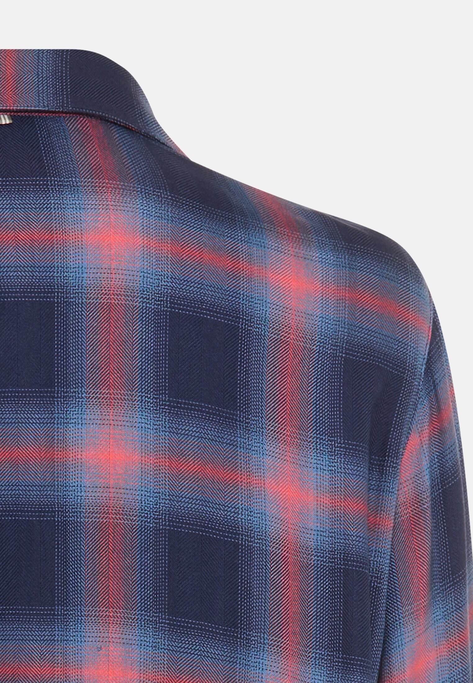 Damen Bluse aus reiner Viskose Blau Rot hinten nah