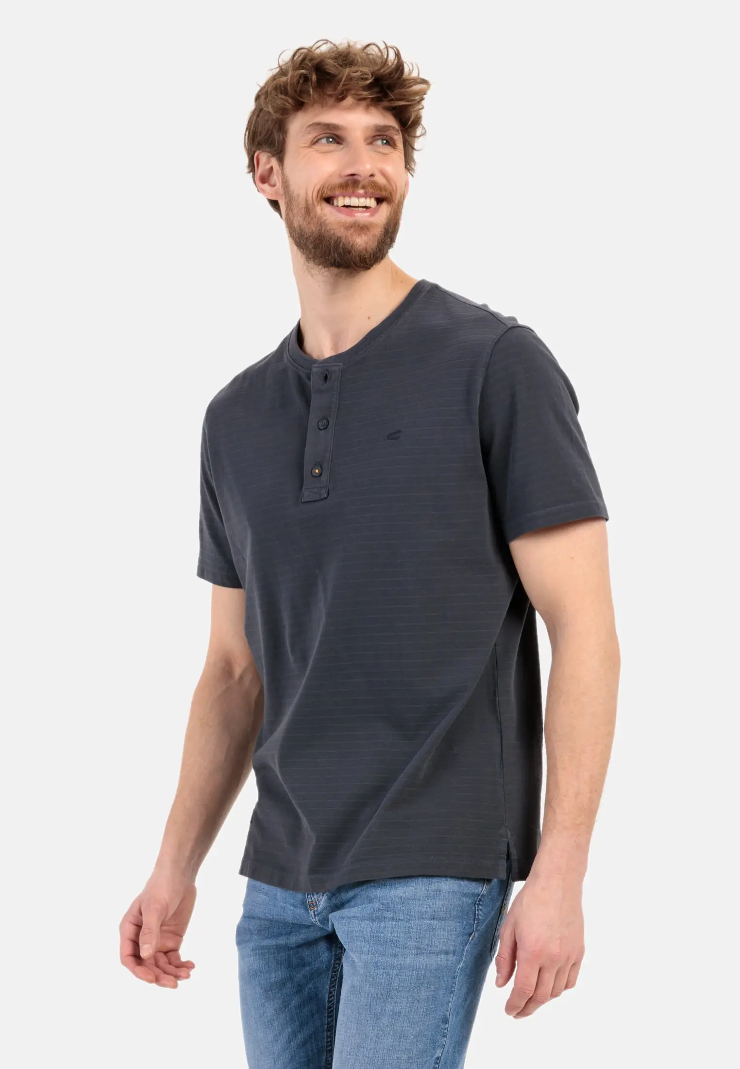 Kurzarm Henley für Herren in Dunkelblau | XL