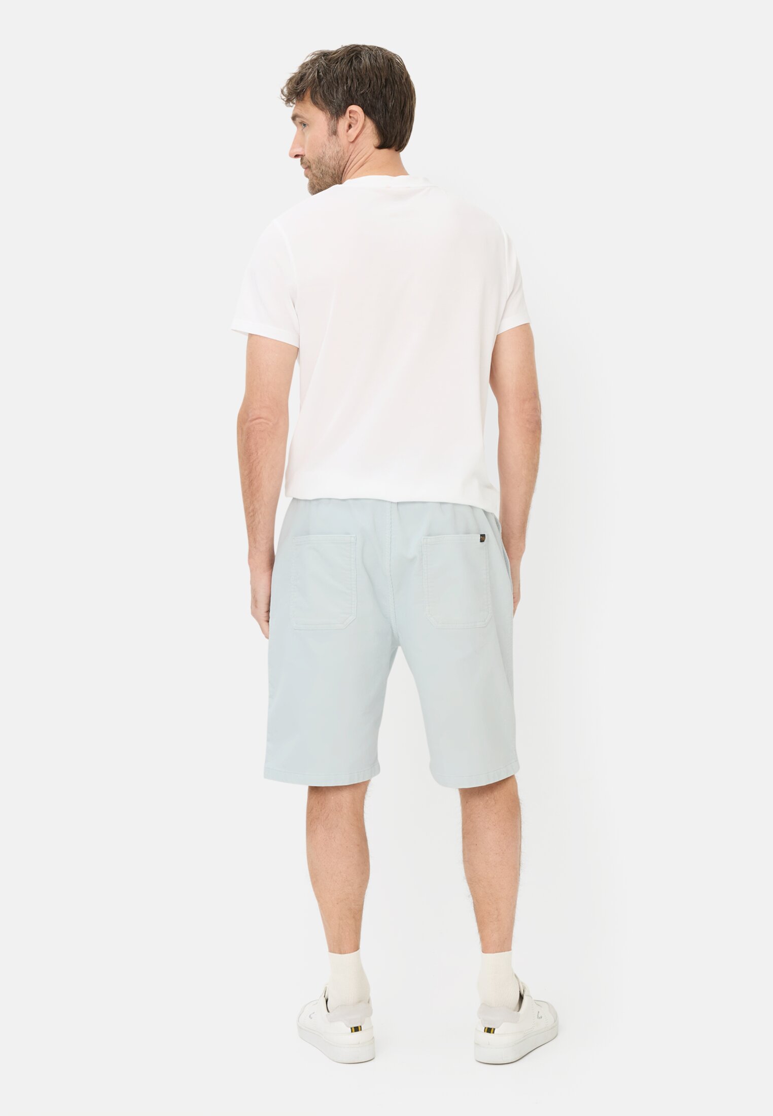 Men Bermuda shorts with drawstring Sky Blue worn back