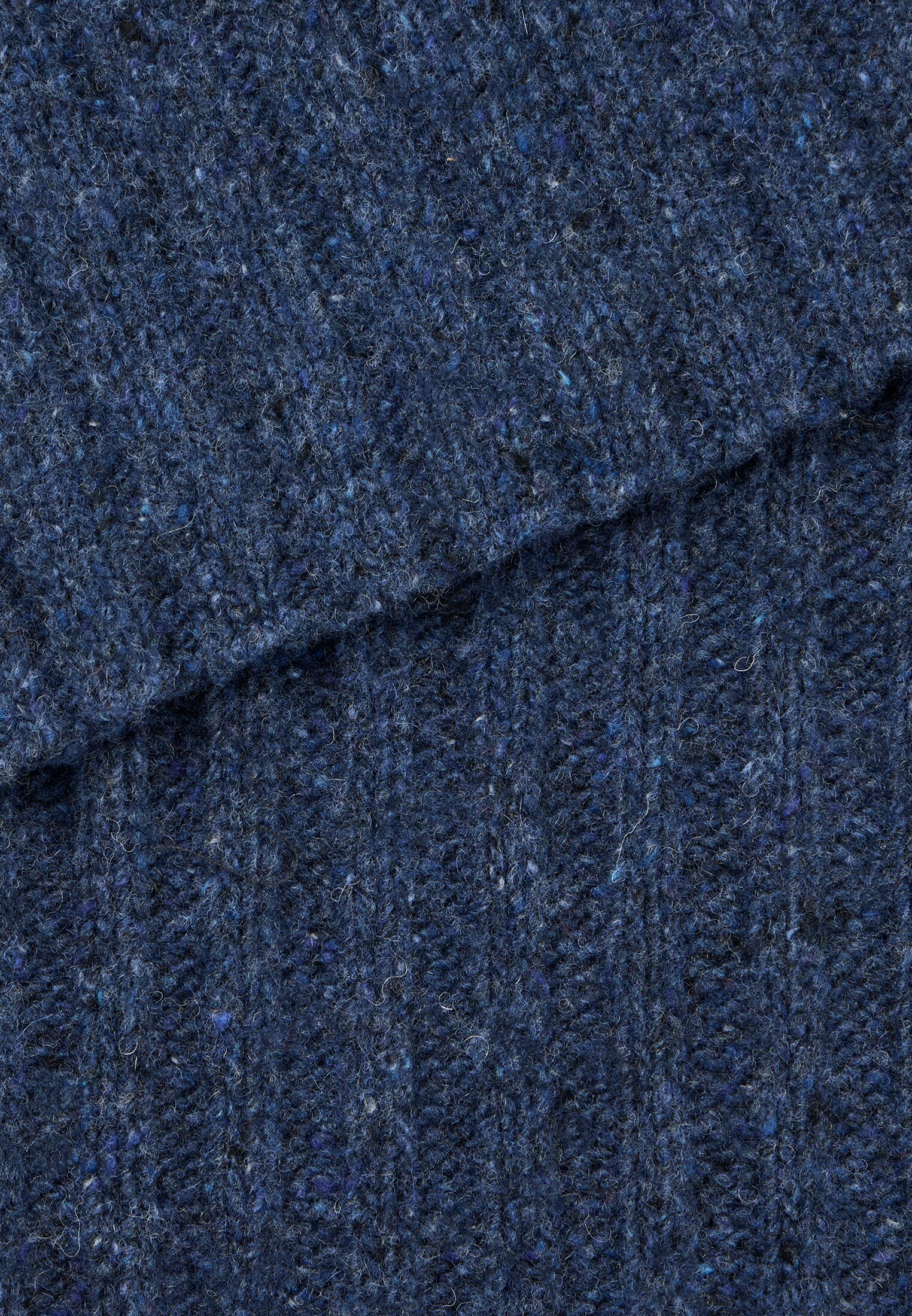 Heren Gebreide sjaal van wolmix marineblauw frontaal achter