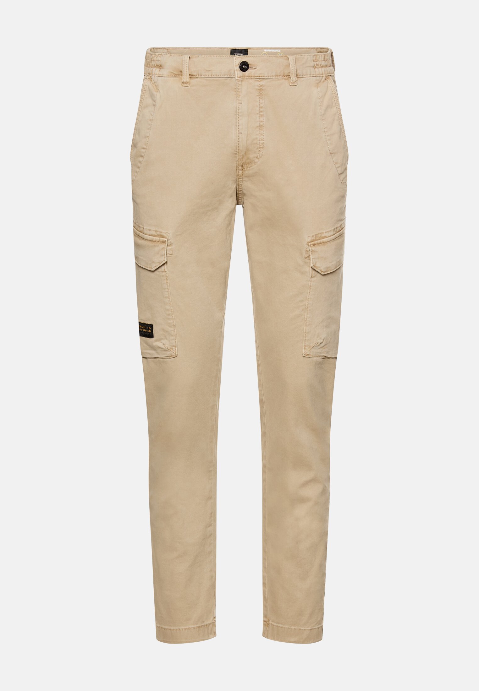 Heren Broek met elastische tailleband Beige frontaal voor