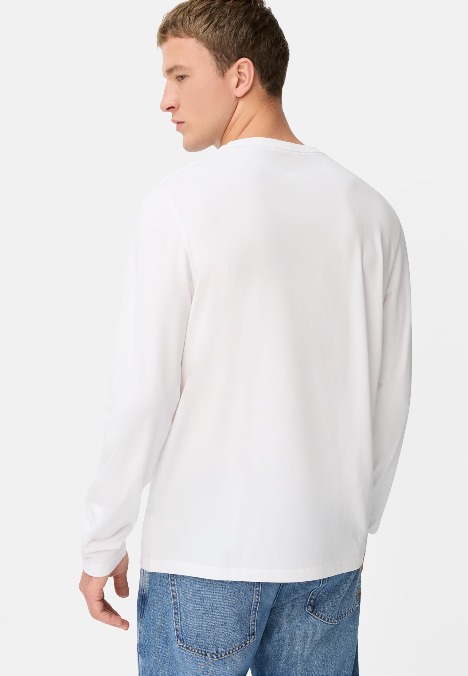 Men fleXXXactive® long-sleeved shirt made from a cotton mix White worn back