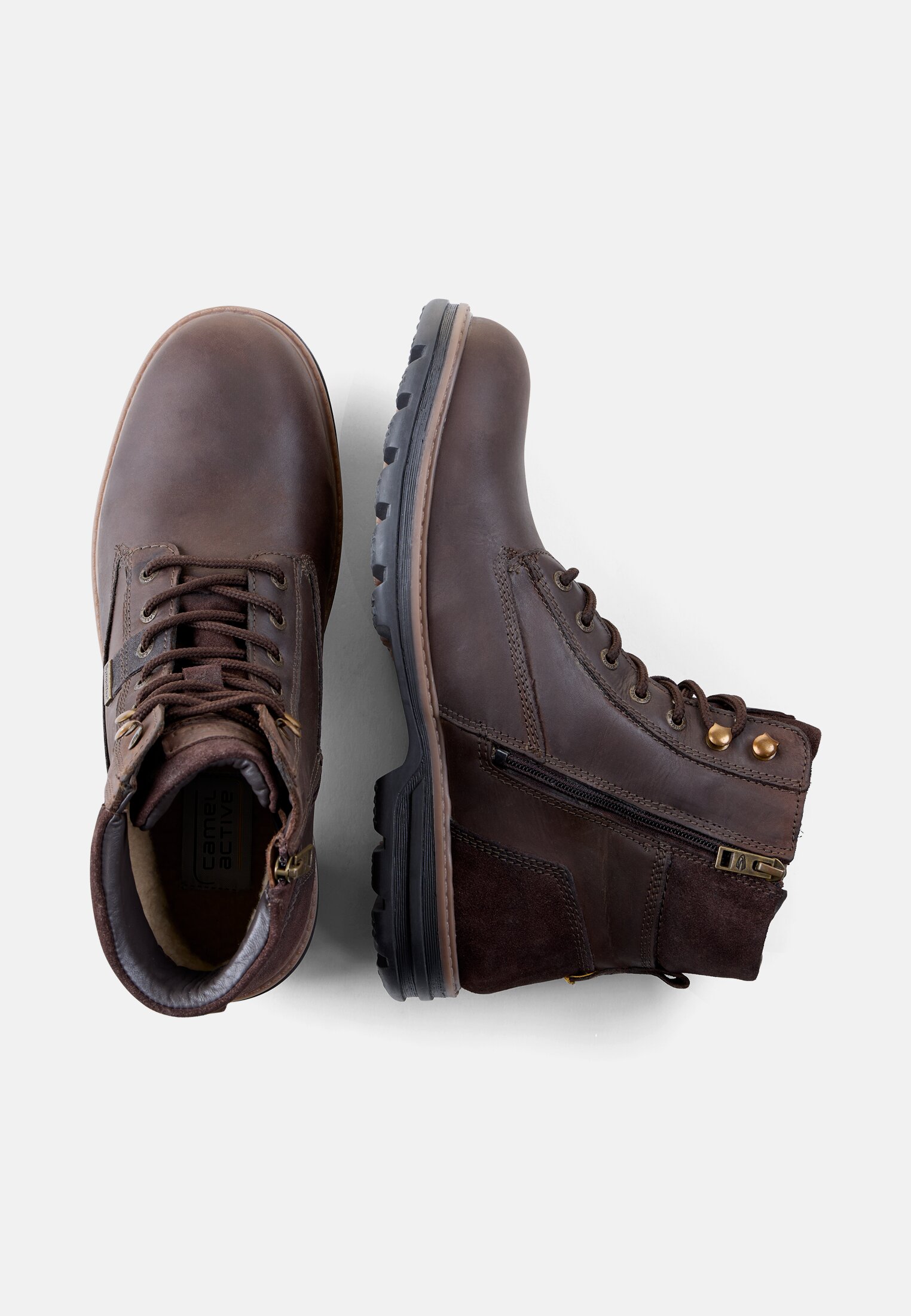 Heren Veterschoen van echt leer Donkerbruin frontaal van boven
