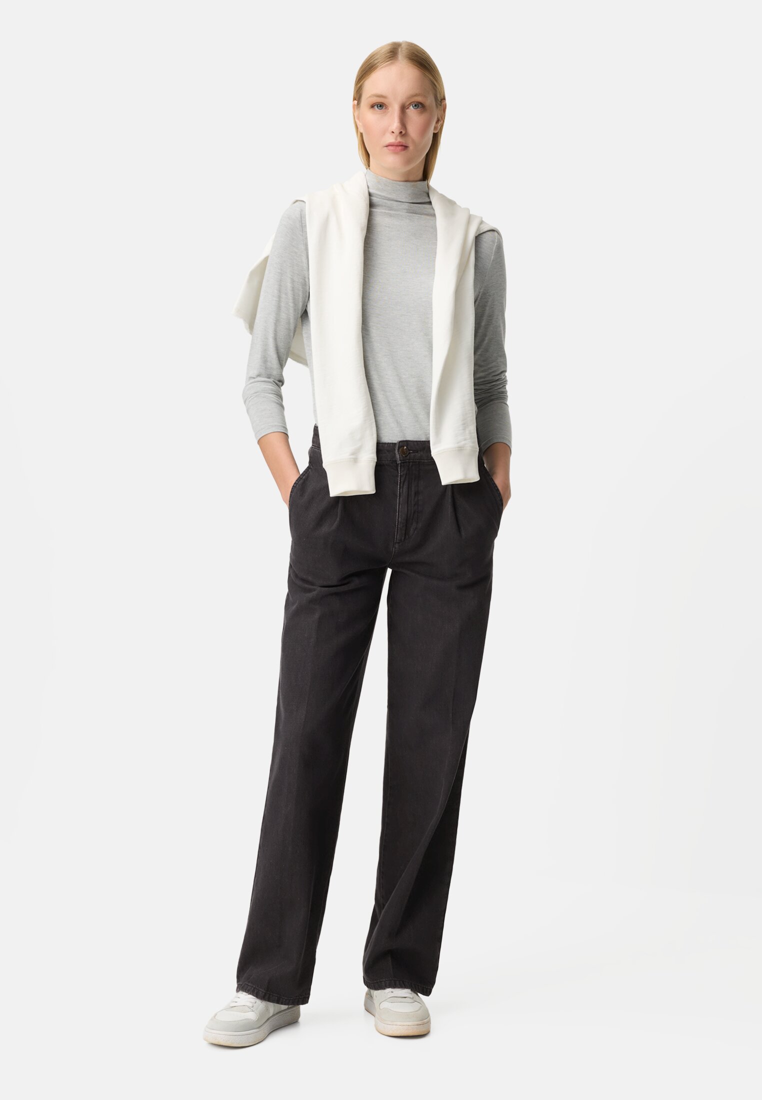 Vrouwen Denim chino met vijf zakken Kaviaar gedragen voor lichaam compleet 