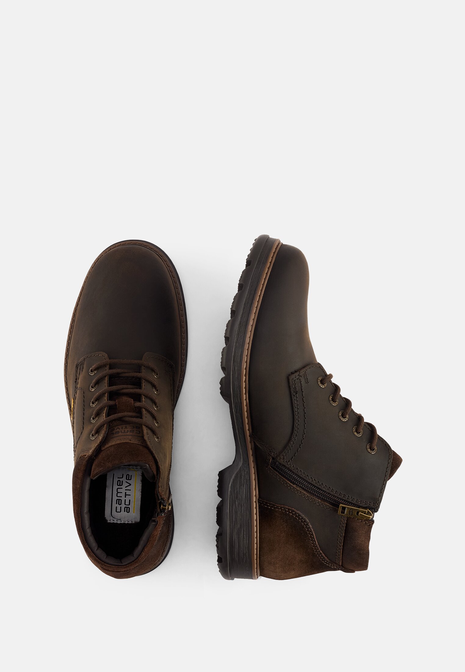 Herren Lederboots mit Reißverschluss Braun frontal oben
