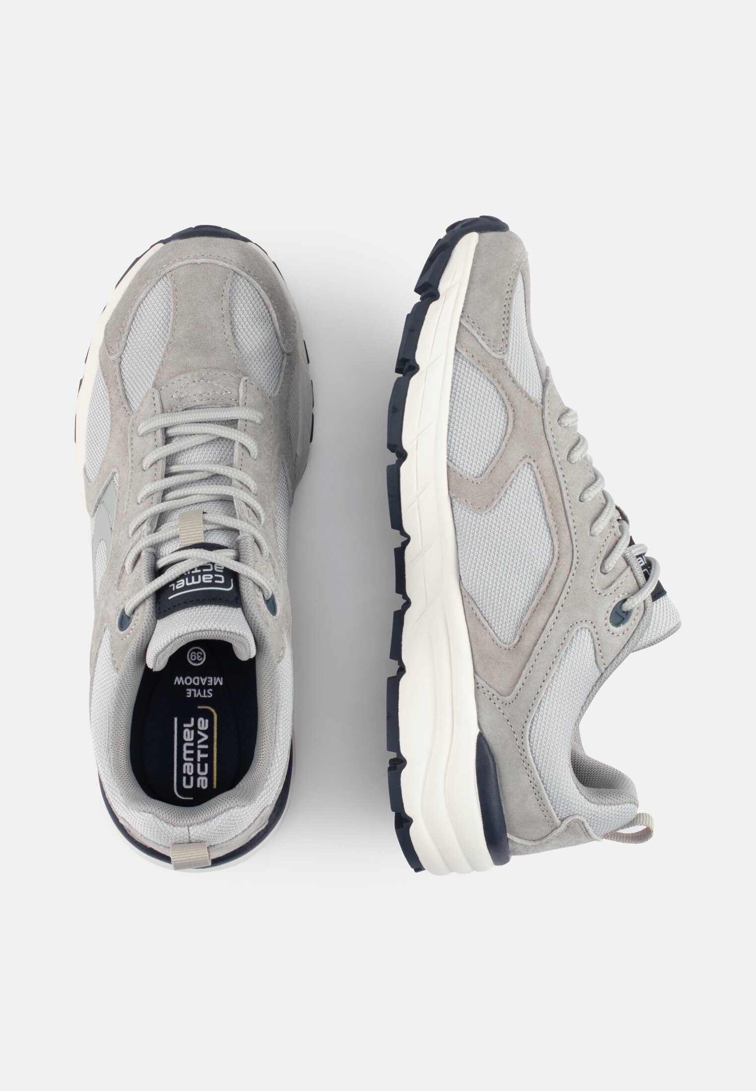 Damen Sneaker aus Nubukleder Grau frontal oben