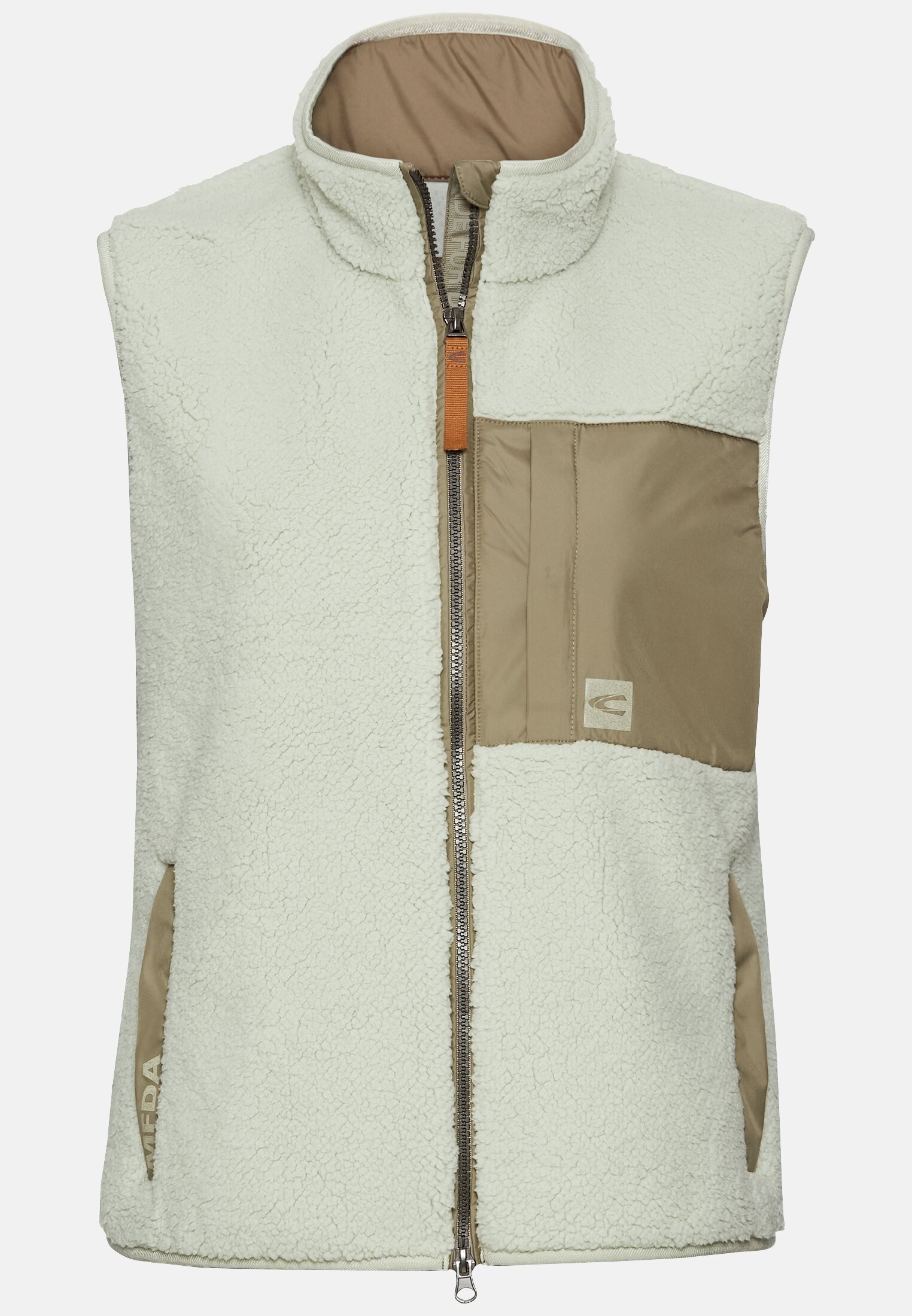 Women Teddy vest with stand-up collar Eukalyptus frontal front