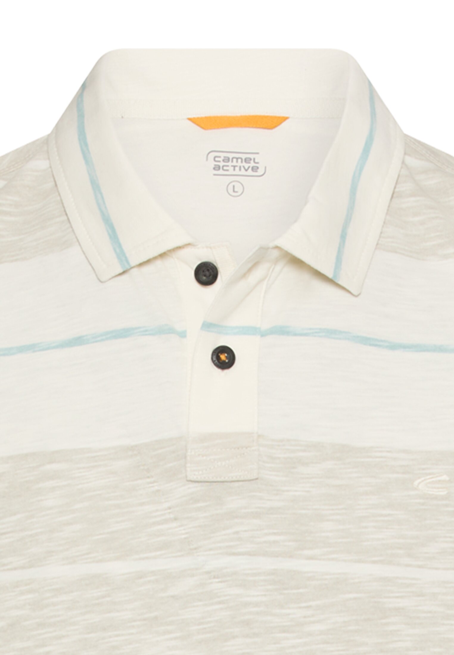 Herren Poloshirt aus reiner Baumwolle Beige vorne nah