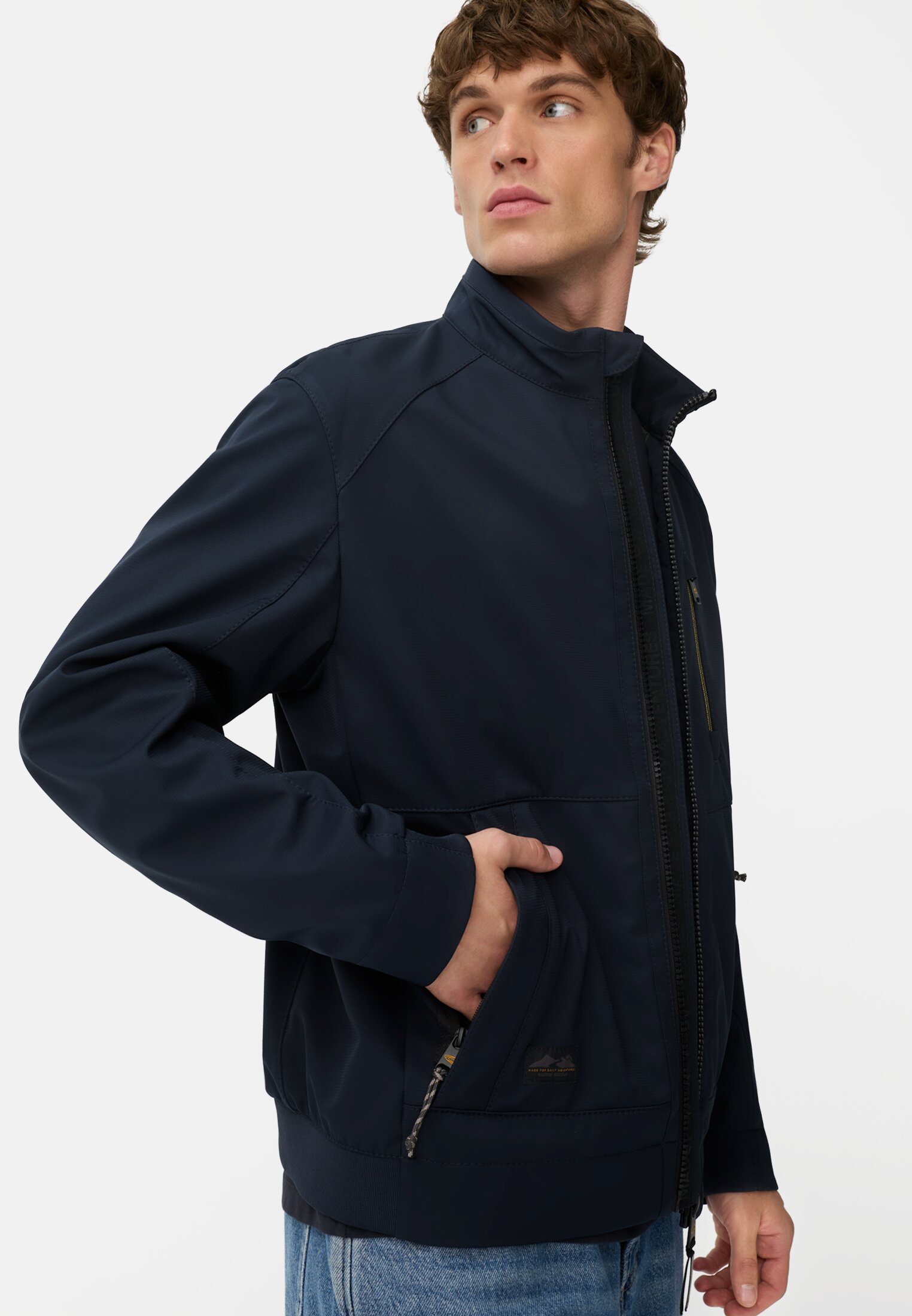 Men Blouson made of pure polyester Navy blue worn emotional