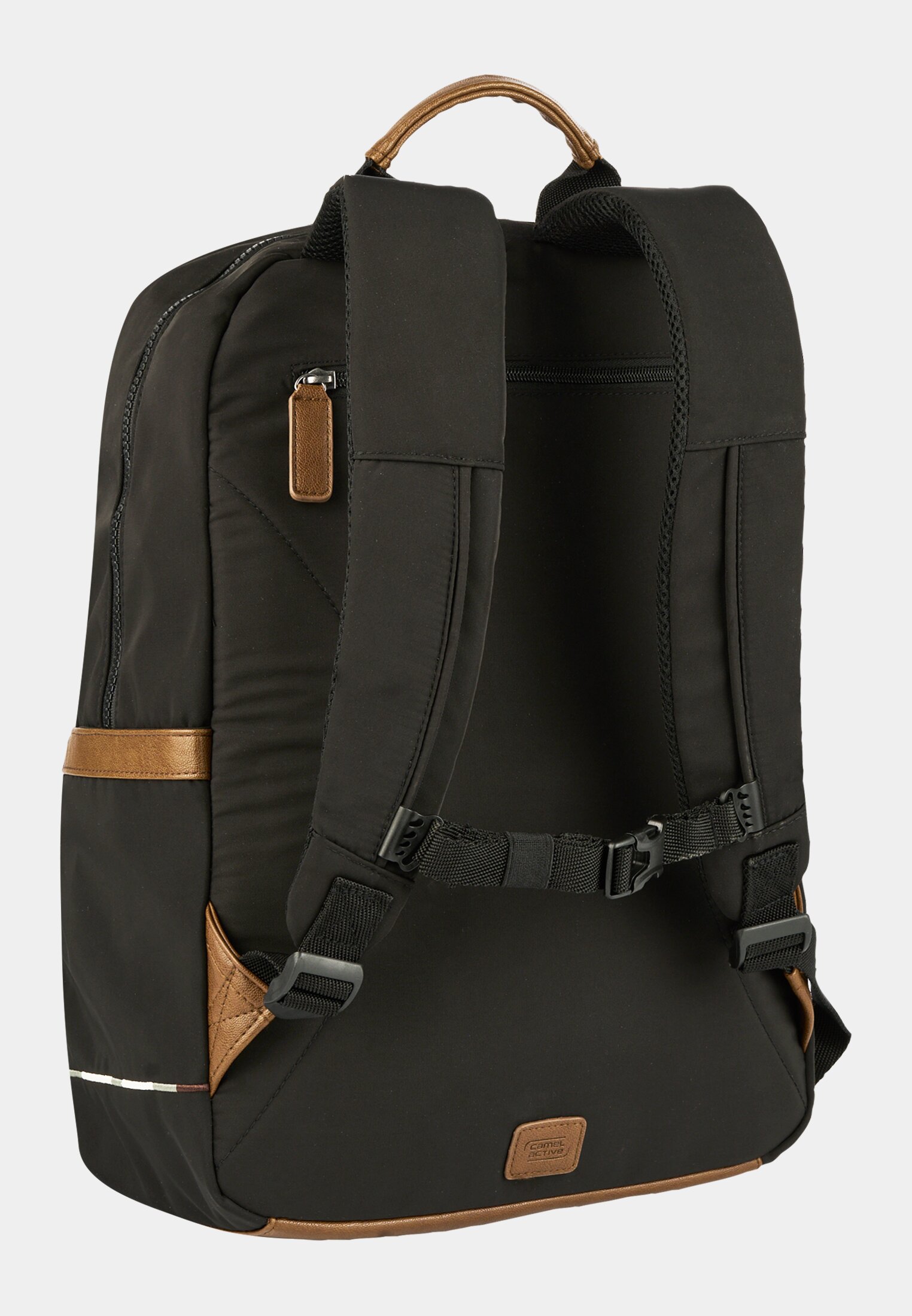 Vrouwen AURUM Rugzak met gewatteerd laptopvak Zwart frontaal achter