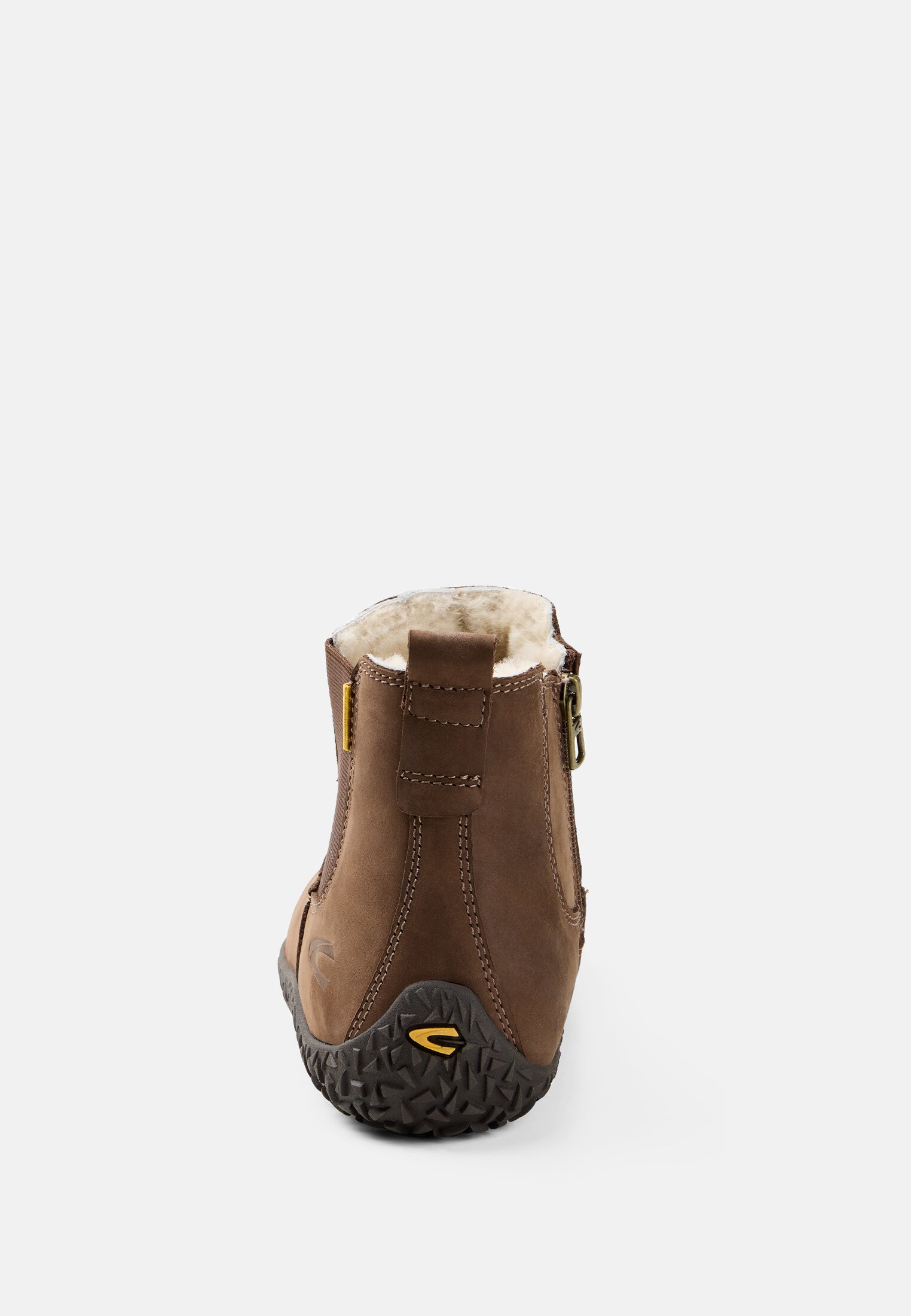 Damen Chelsea Boot mit warmem Innenfutter Braun vorne nah
