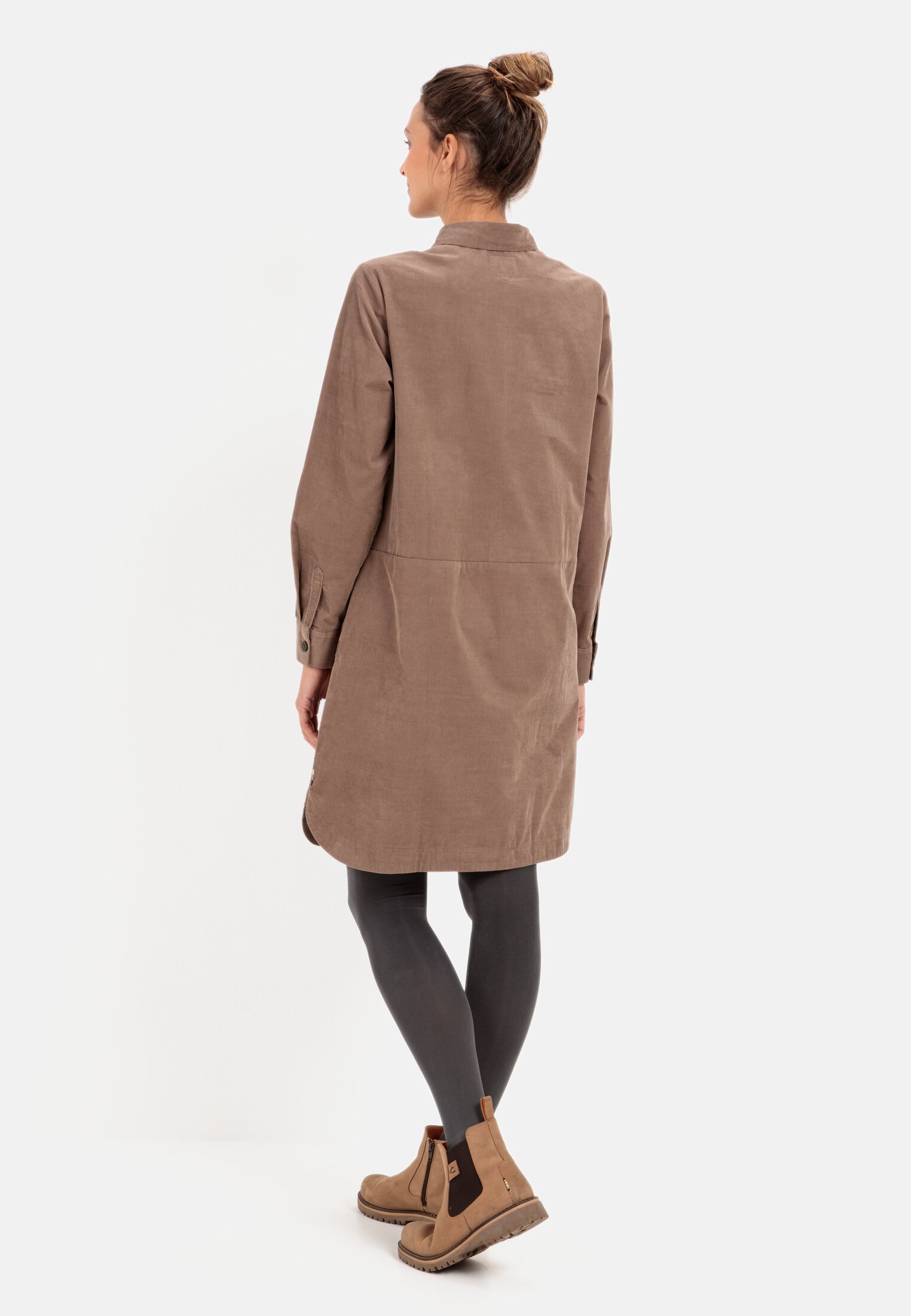 MI_391340-2S02-19_M2-00 Women Shirt dress with long sleeves Brown worn back