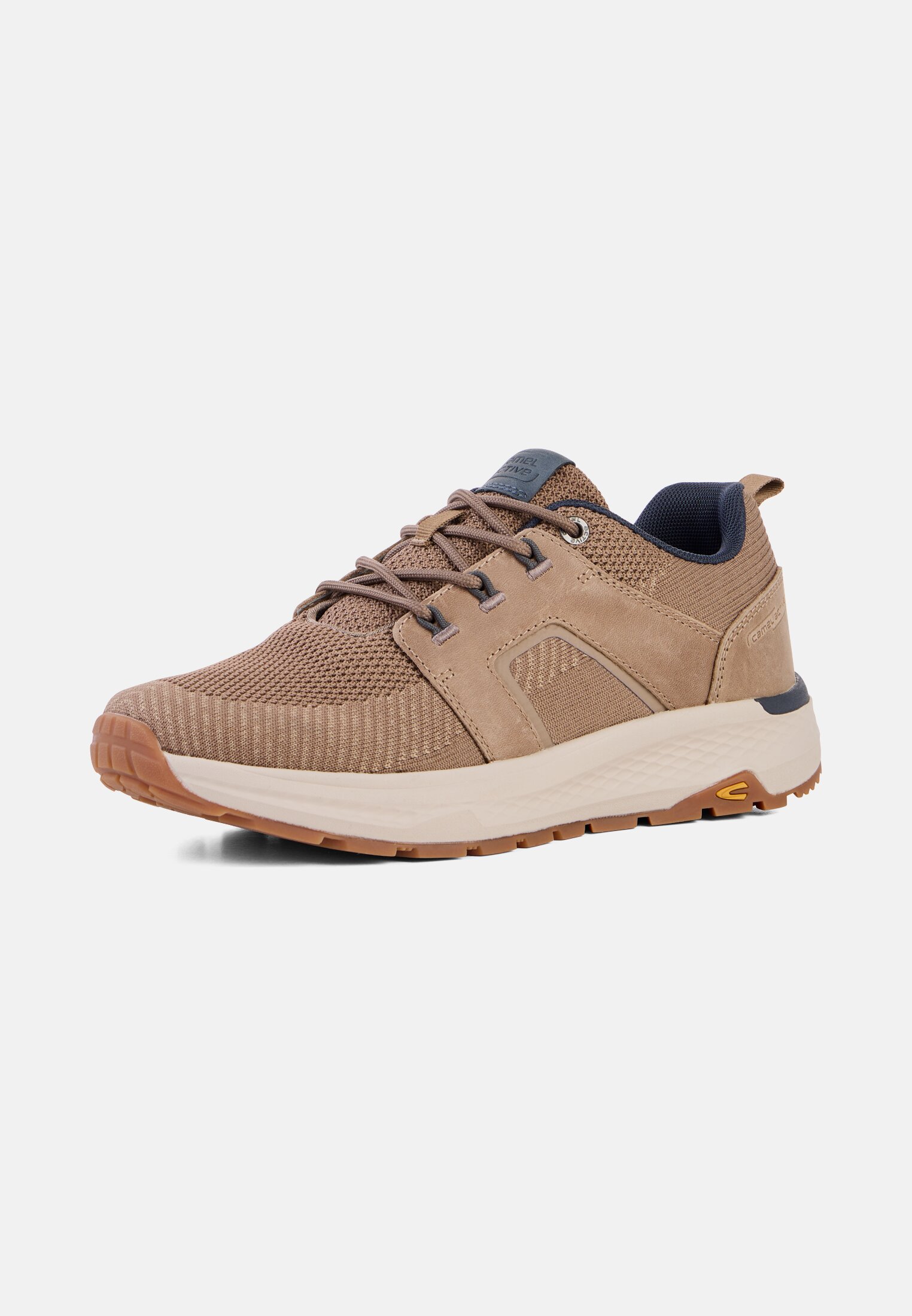 Herren Sneaker aus Leder-Textil Mix Sand frontal hinten