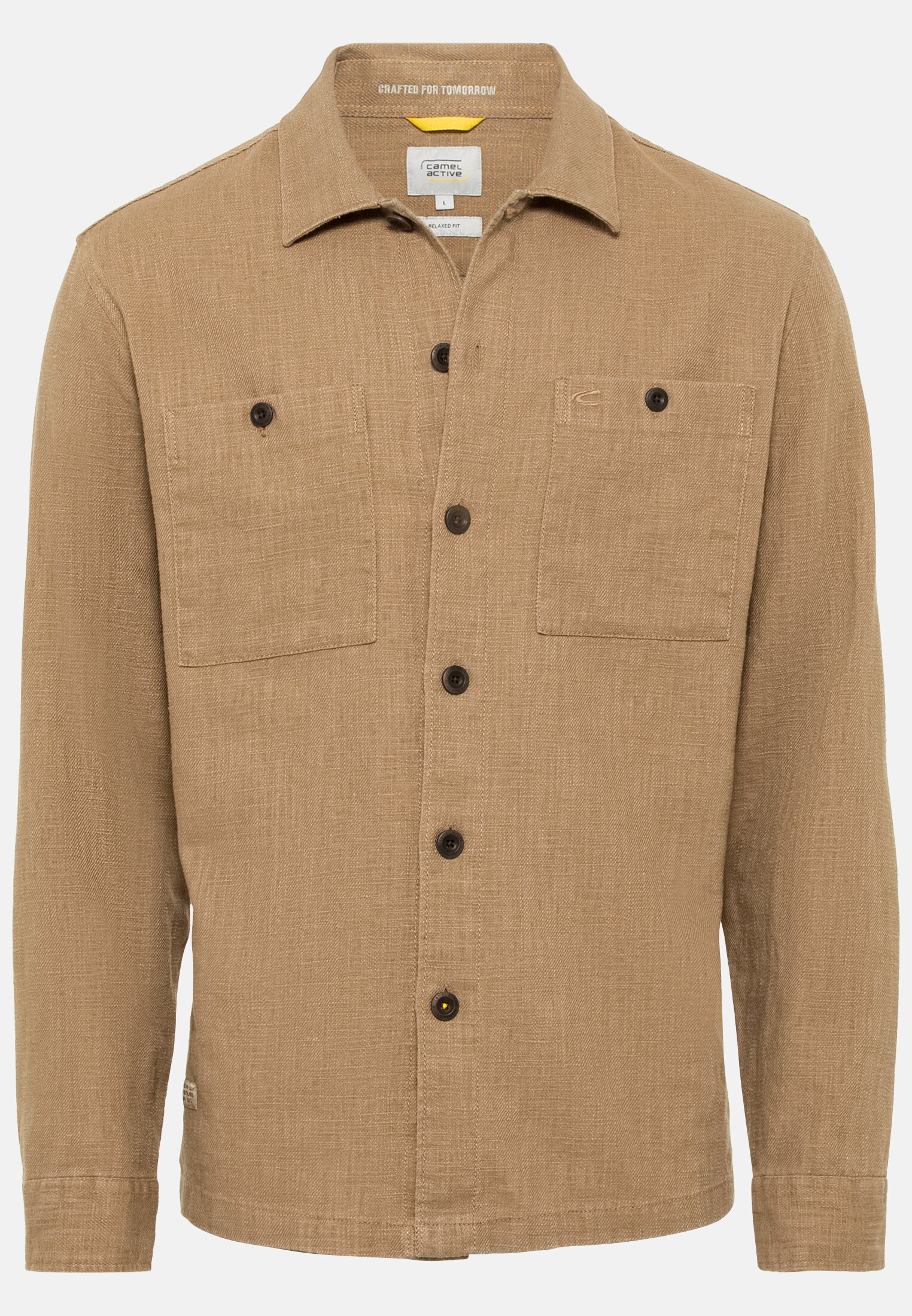 Herren Overshirt aus einem Leinen-Baumwollmix Braun frontal vorn