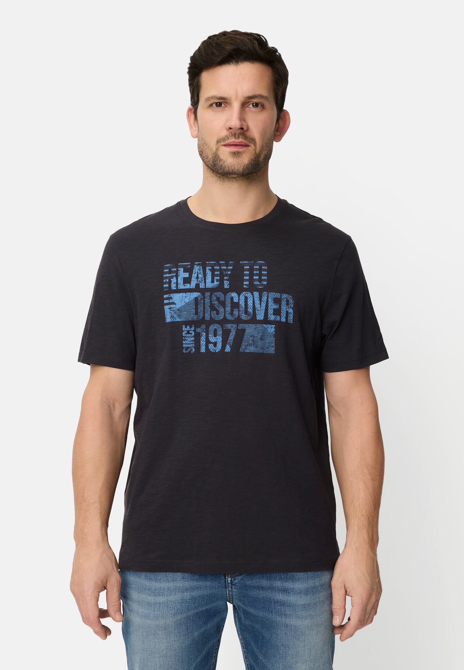 Men T-shirt made of pure cotton Dark Blue worn front