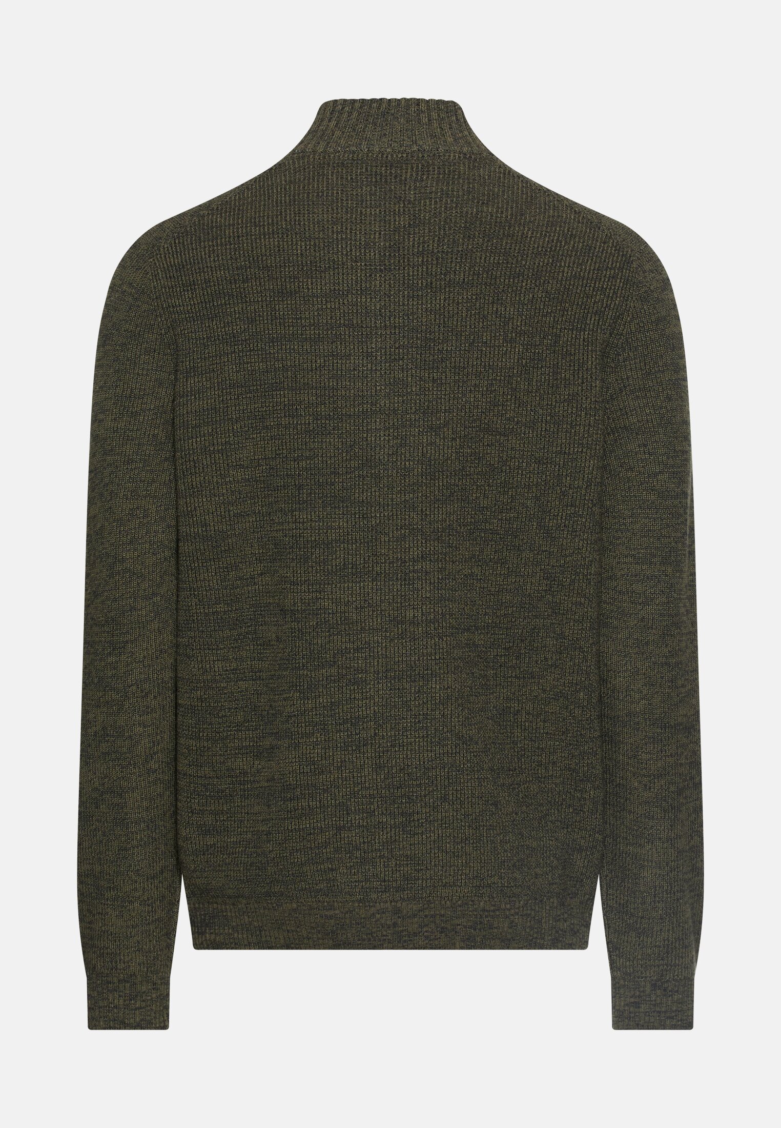 Herren Kerniger Strick-Pullover aus Baumwollgemisch Olivgrün frontal hinten