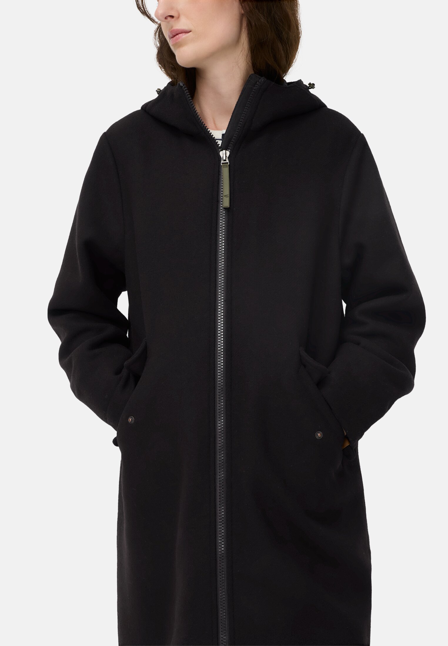Women Parka with Reflective Details Dark blue worn detail close