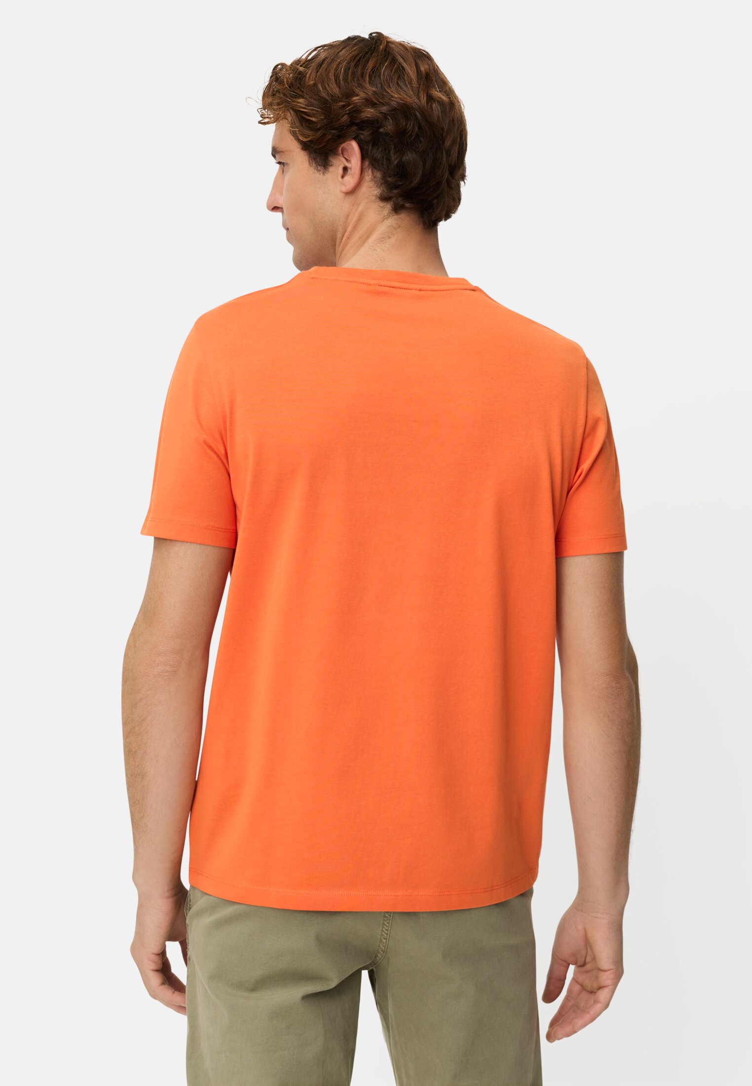 Heren fleXXXactive® T-shirt met ronde hals Oranje gedragen achter