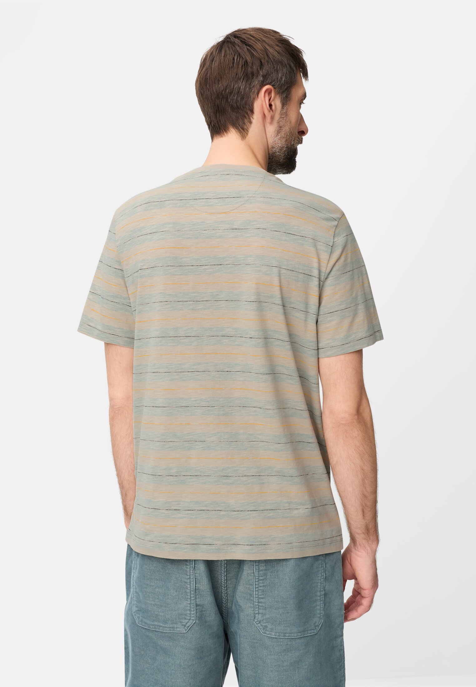 Heren T-shirt van puur katoen Waterblauw gedragen achter