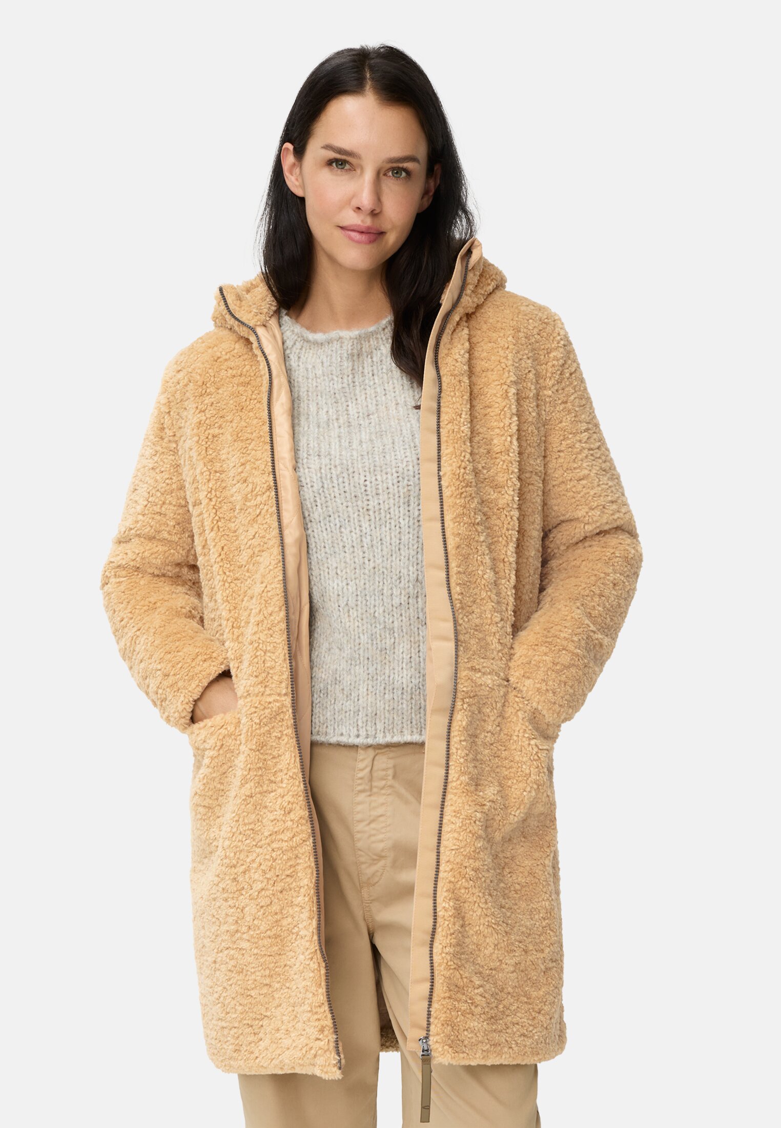 Vrouwen Teddyjas met capuchon Kasjmier gedragen voor