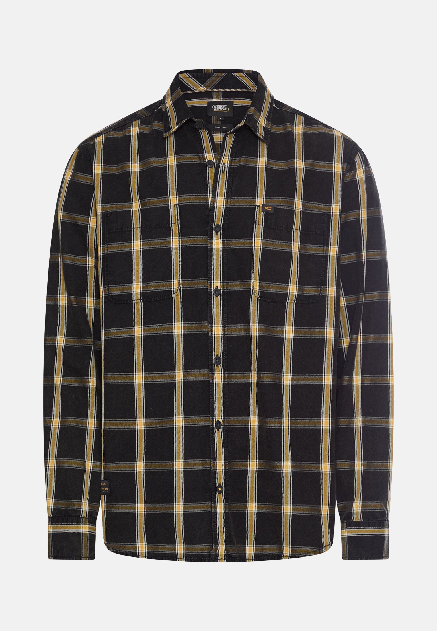 Men Shirt with chest pockets Yellow frontal front