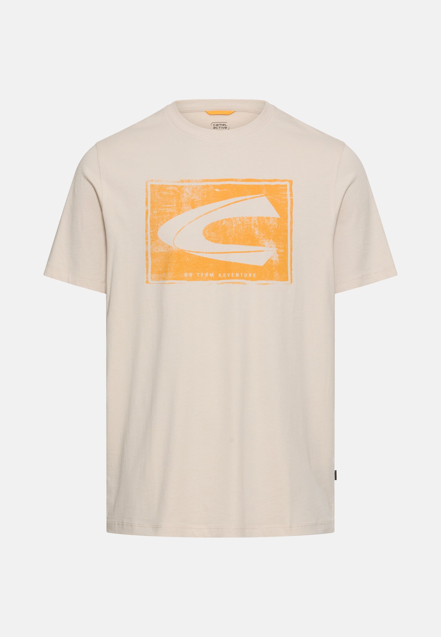Heren T-shirt van puur katoen Beige frontaal voor