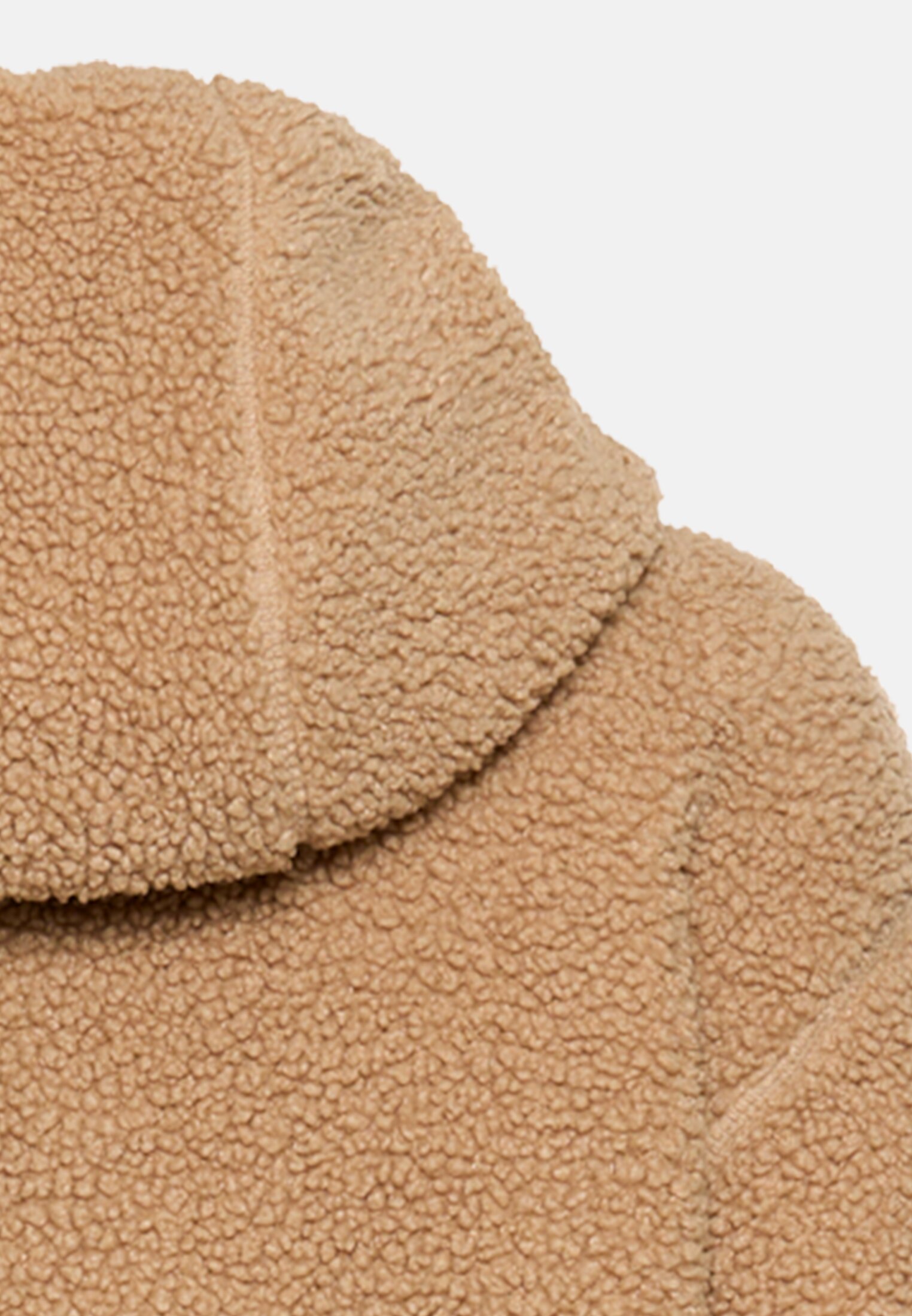 Women Teddy coat with 2-way zipper Sand close back