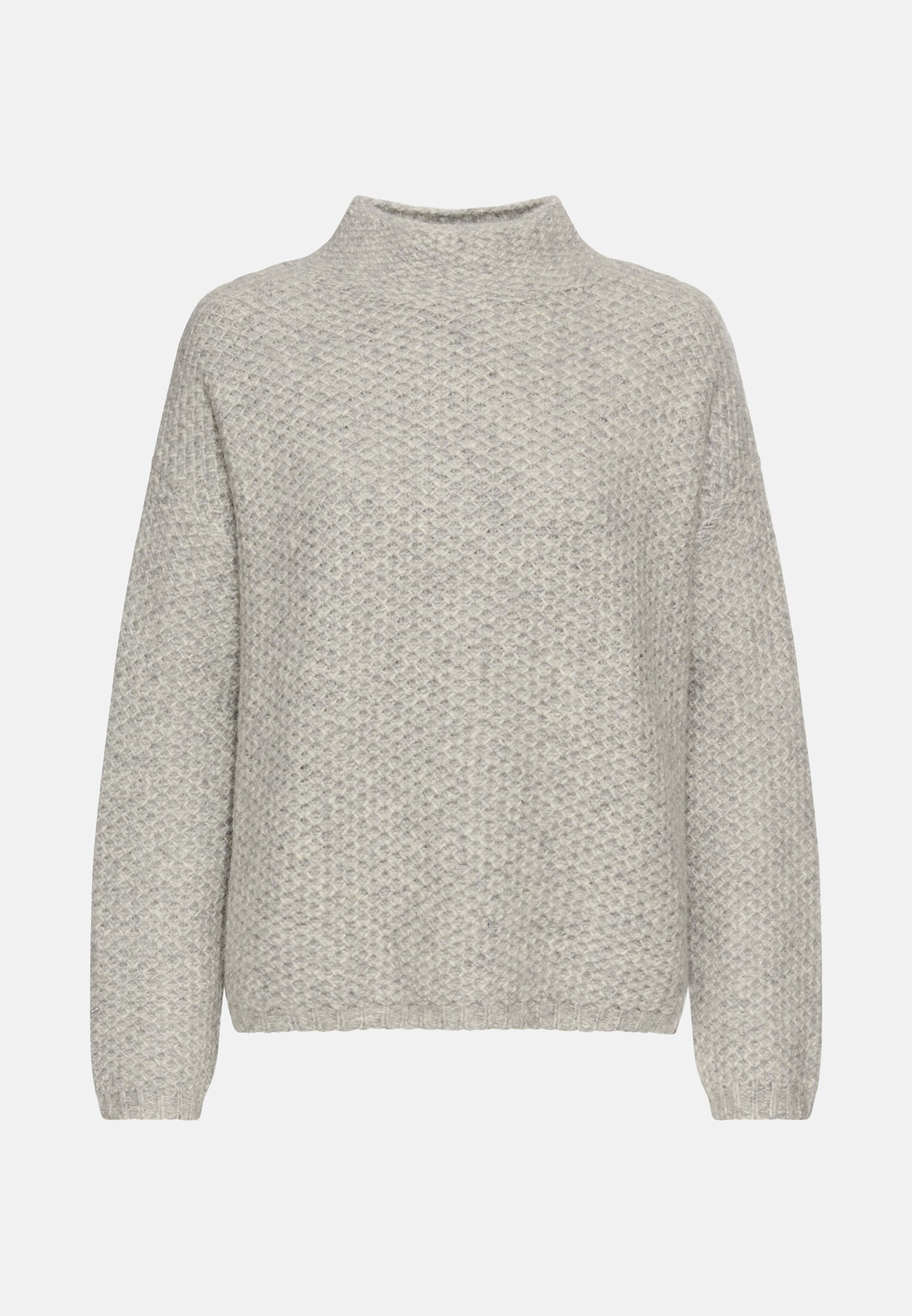 Women Knitted sweater with stand-up collar Gray frontal front