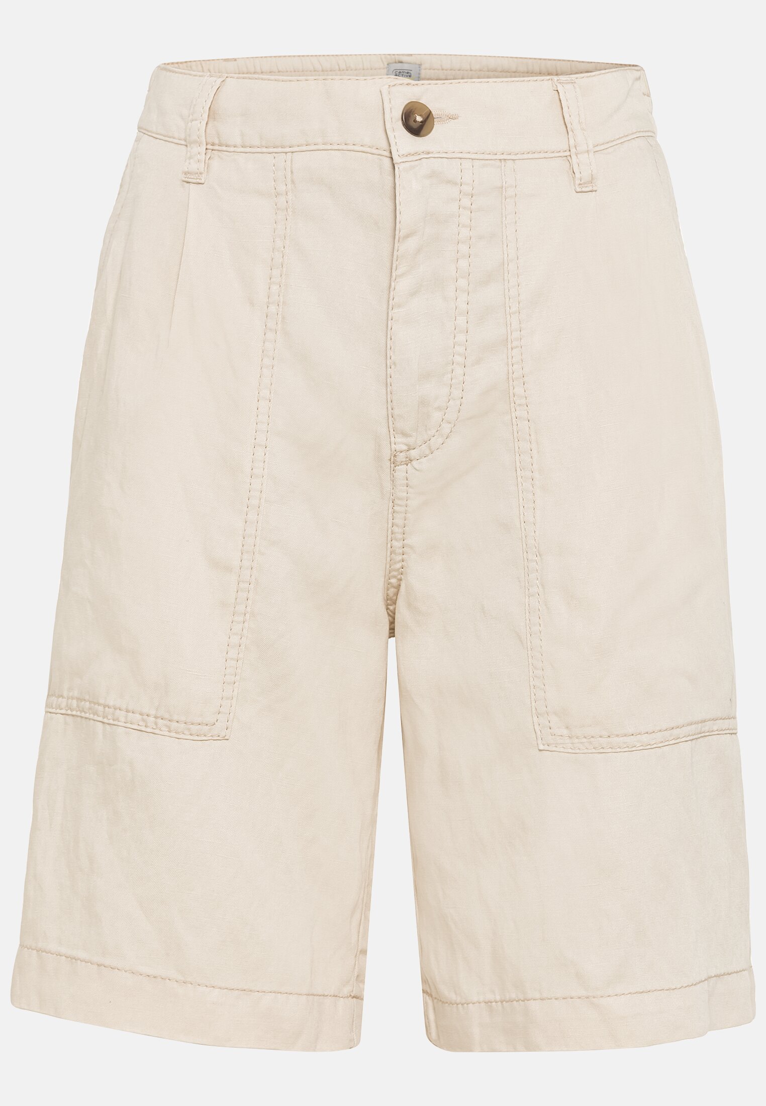 Damen Bermuda mit elastischem Bund aus TENCEL™ Lyocell Beige frontal vorn