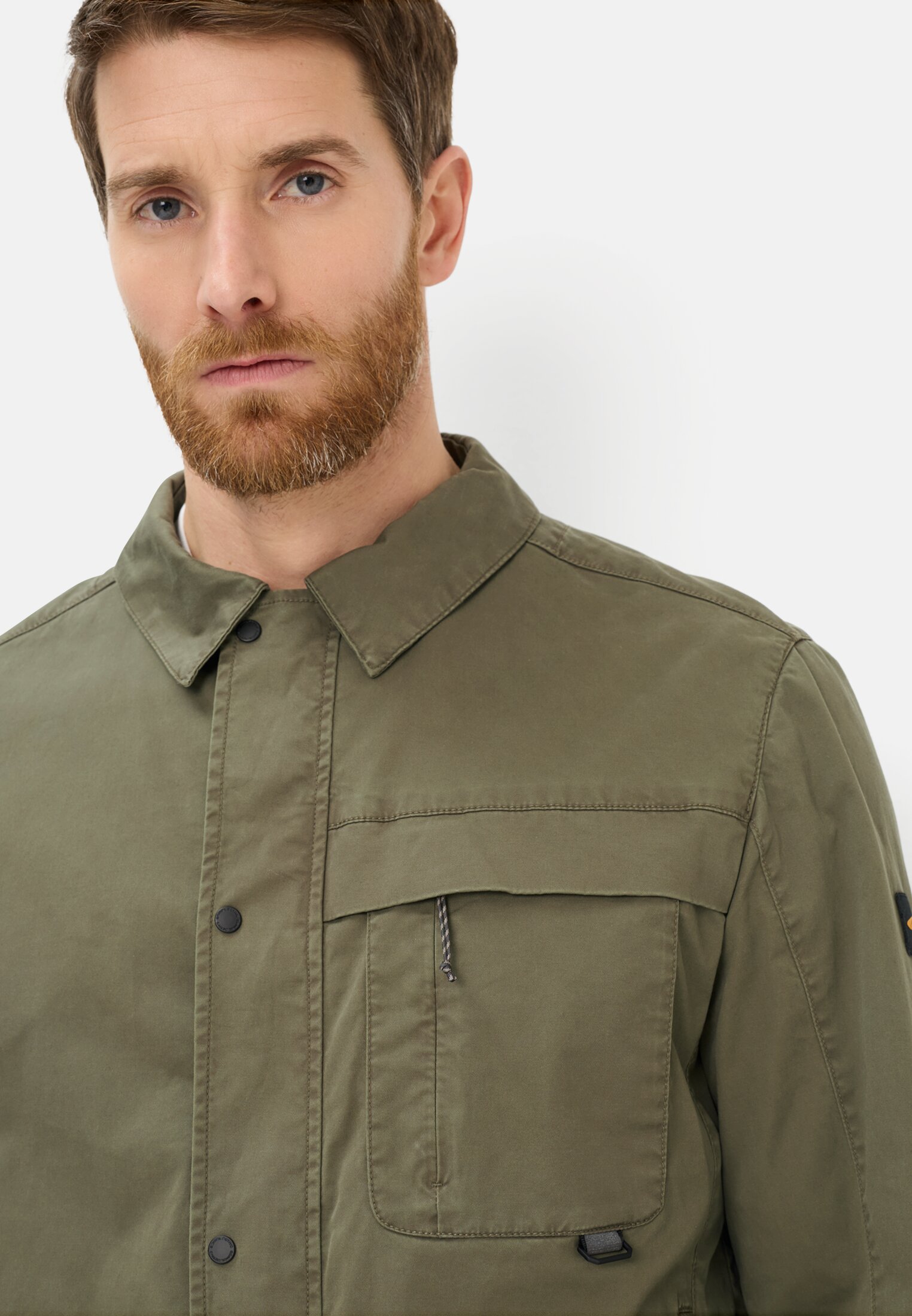 Men Blouson with inside pockets Olive Green worn detail close