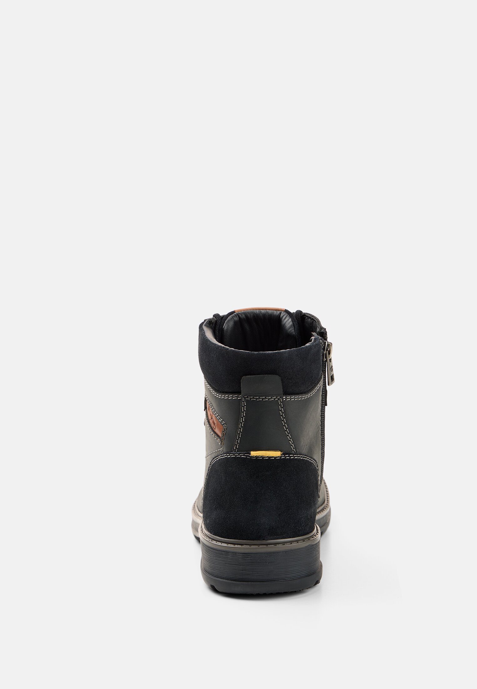 Herren Leder Boot mit warmem Schaffellfutter Schwarz vorne nah