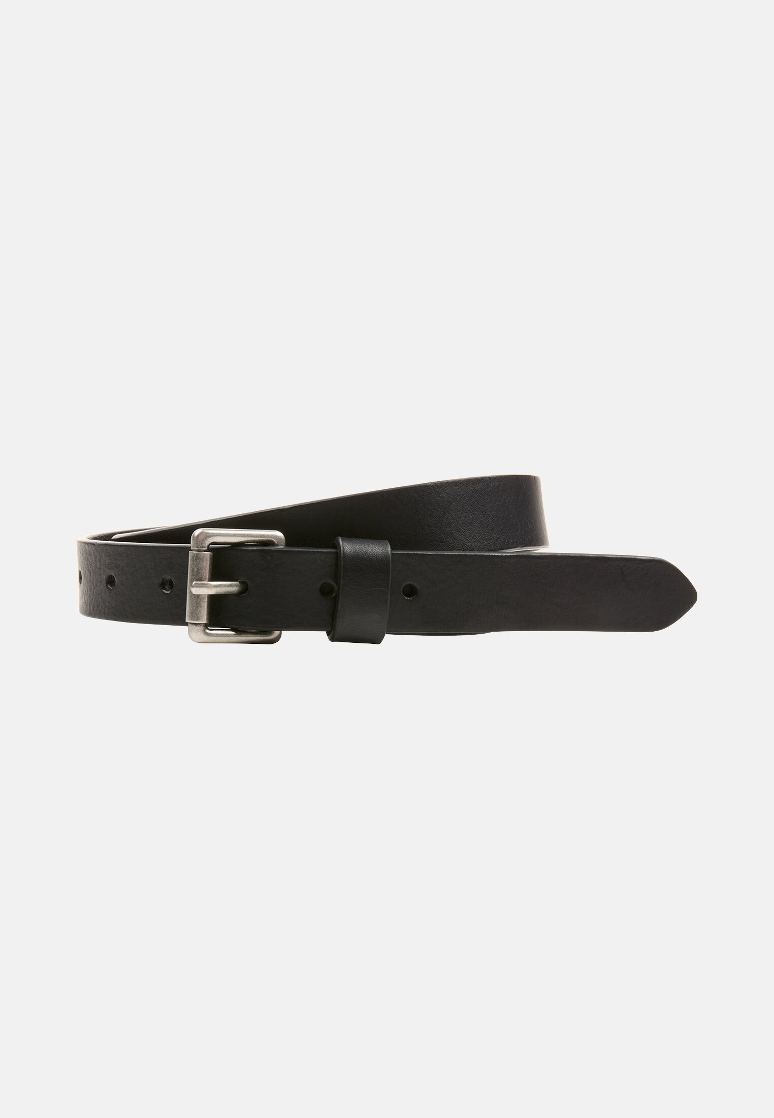 Women Leather belt with smooth surface Black frontal front