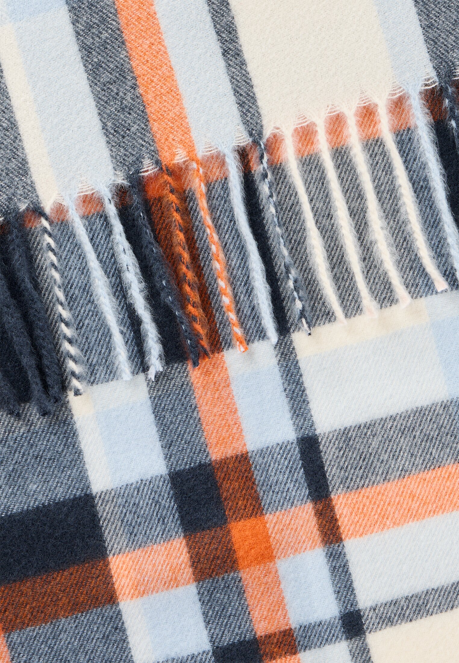 Damen Gewebter Schal mit Karomuster Orange-Blau frontal hinten