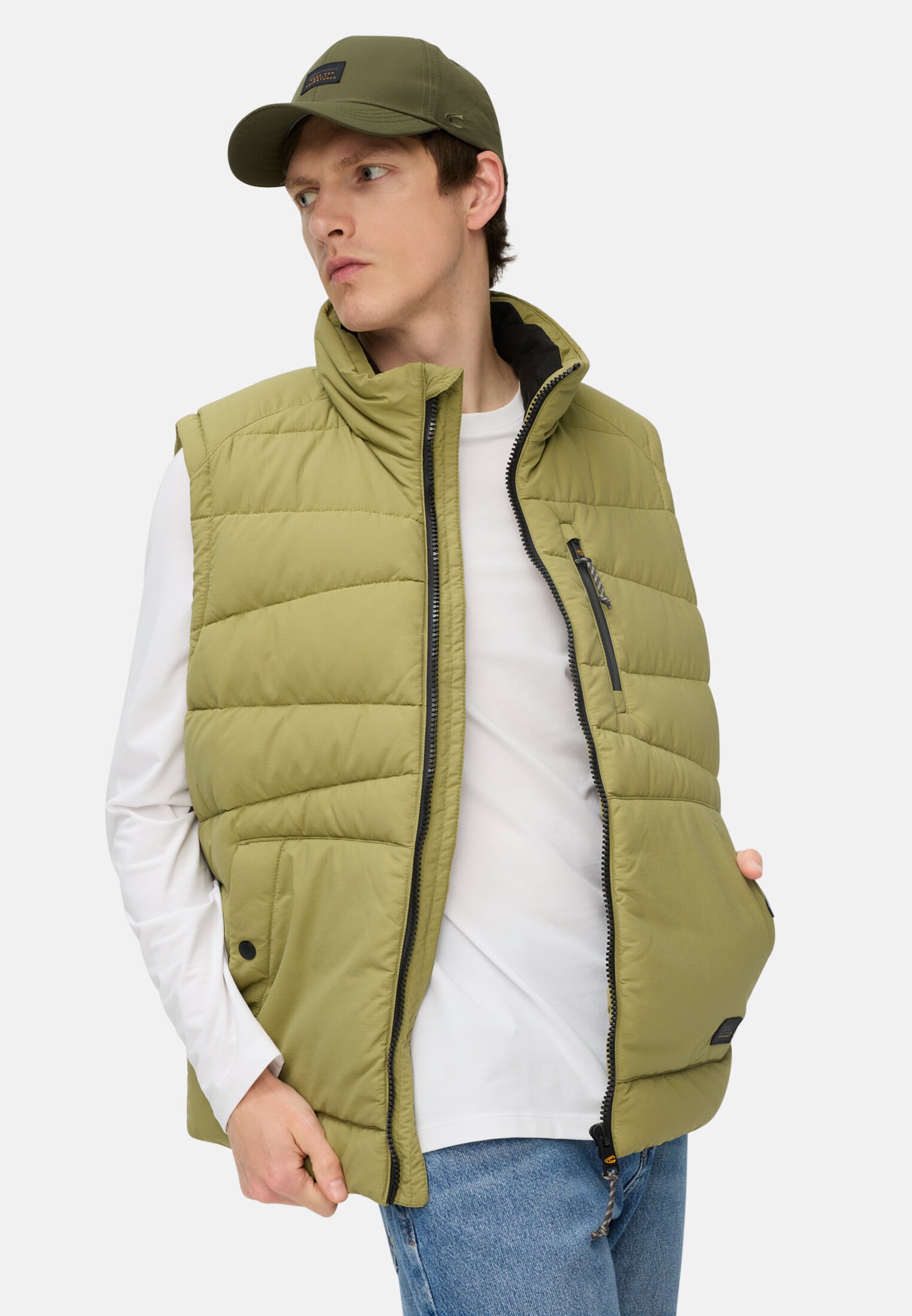 Men Vest with a stand-up collar Moss stone worn emotional