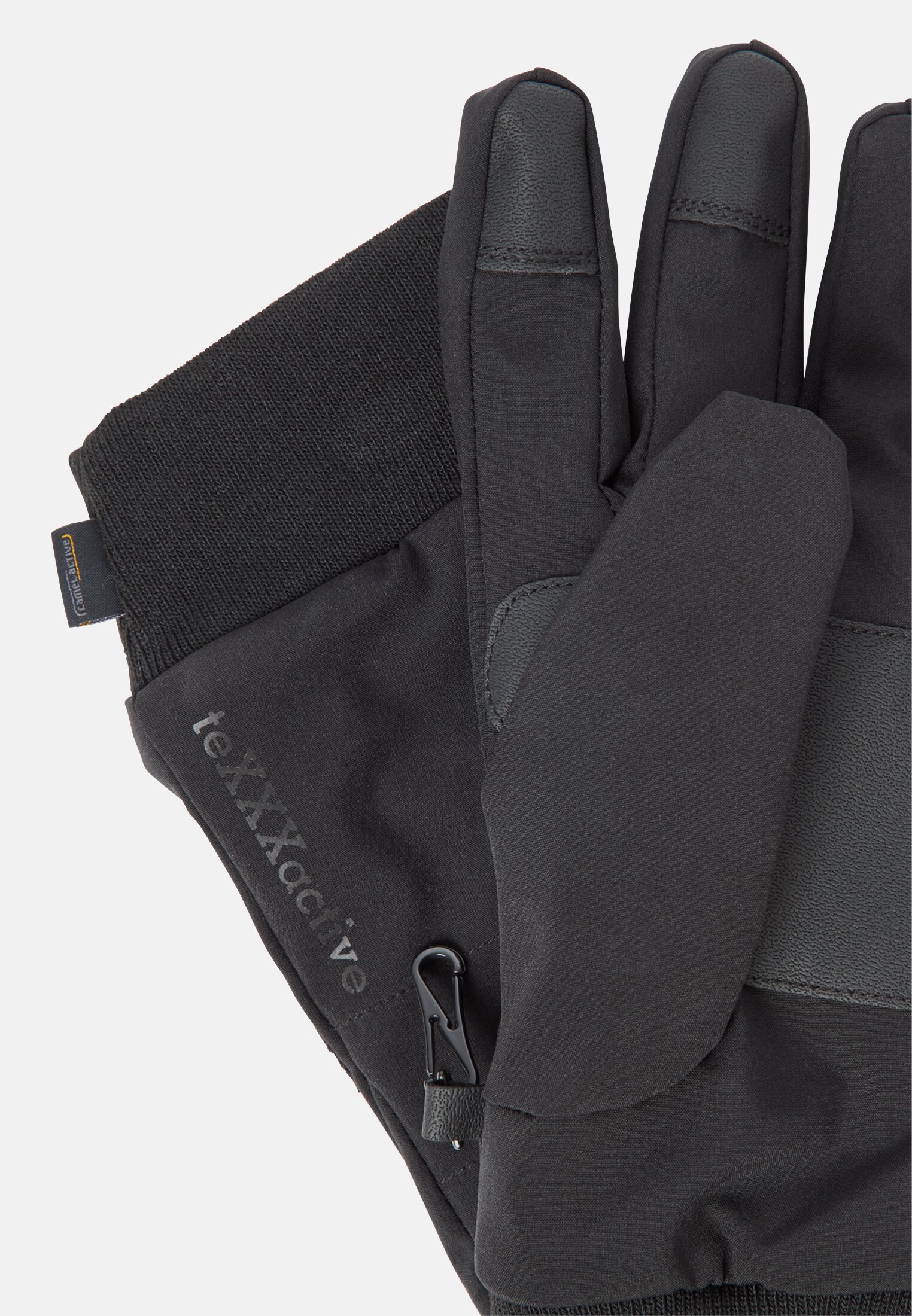 Herren Funktionale Handschuhe aus Leder mit elastischem Bund Schwarz vorne nah
