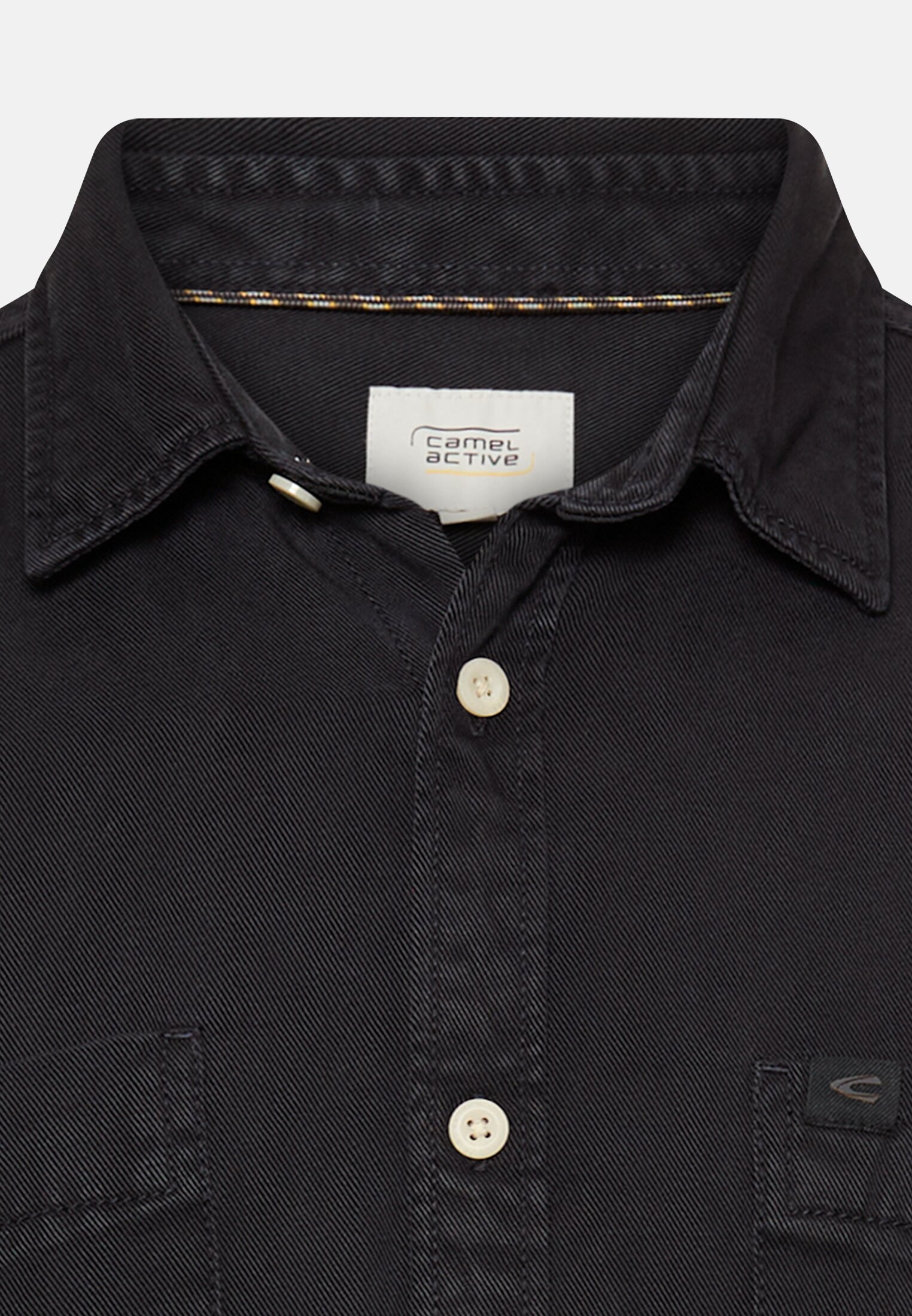 Heren Overhemd met lange mouwen en borstzak Nachtblau front dichtbij