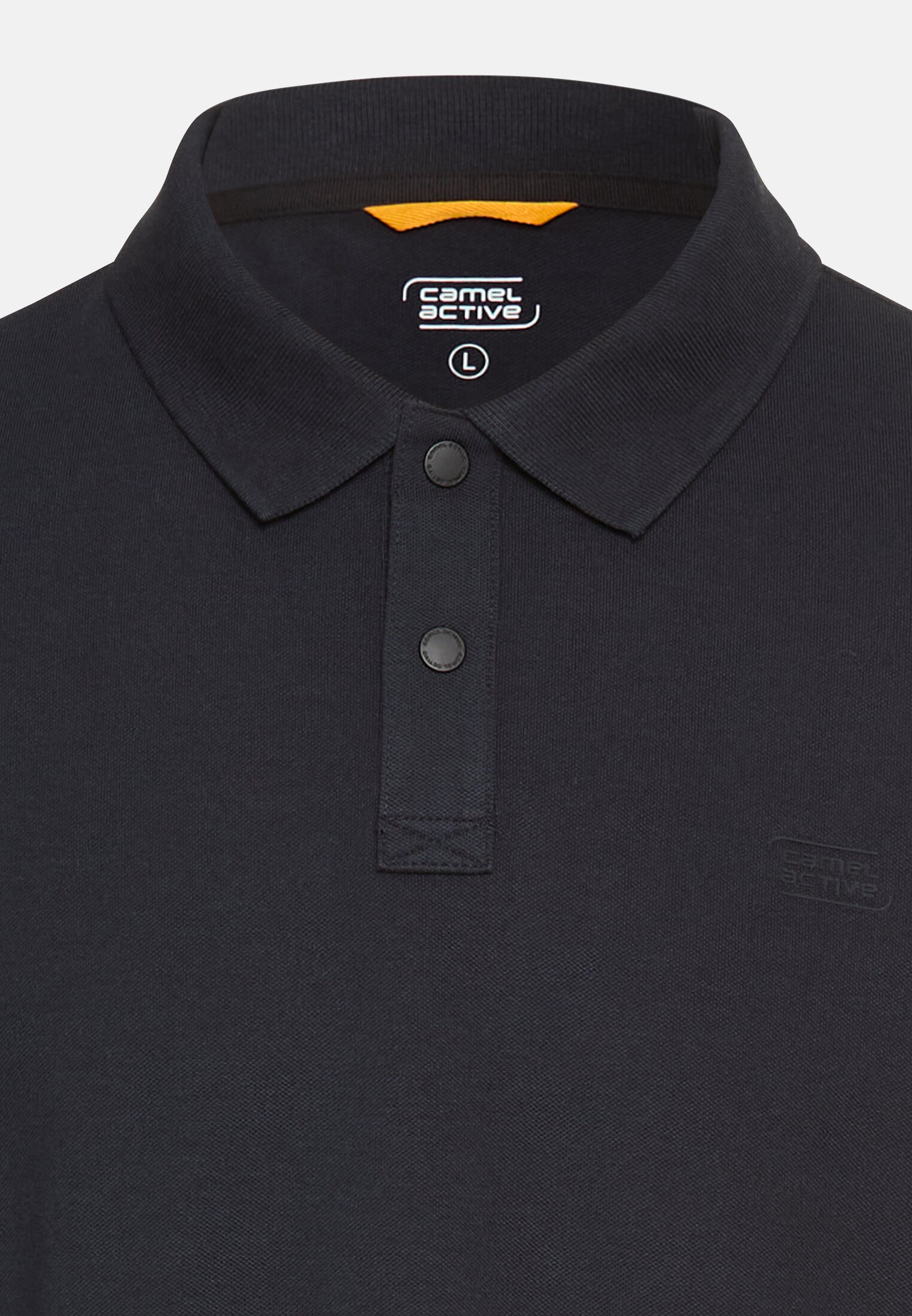 Men Polo shirt with cooling performance Navy blue front close