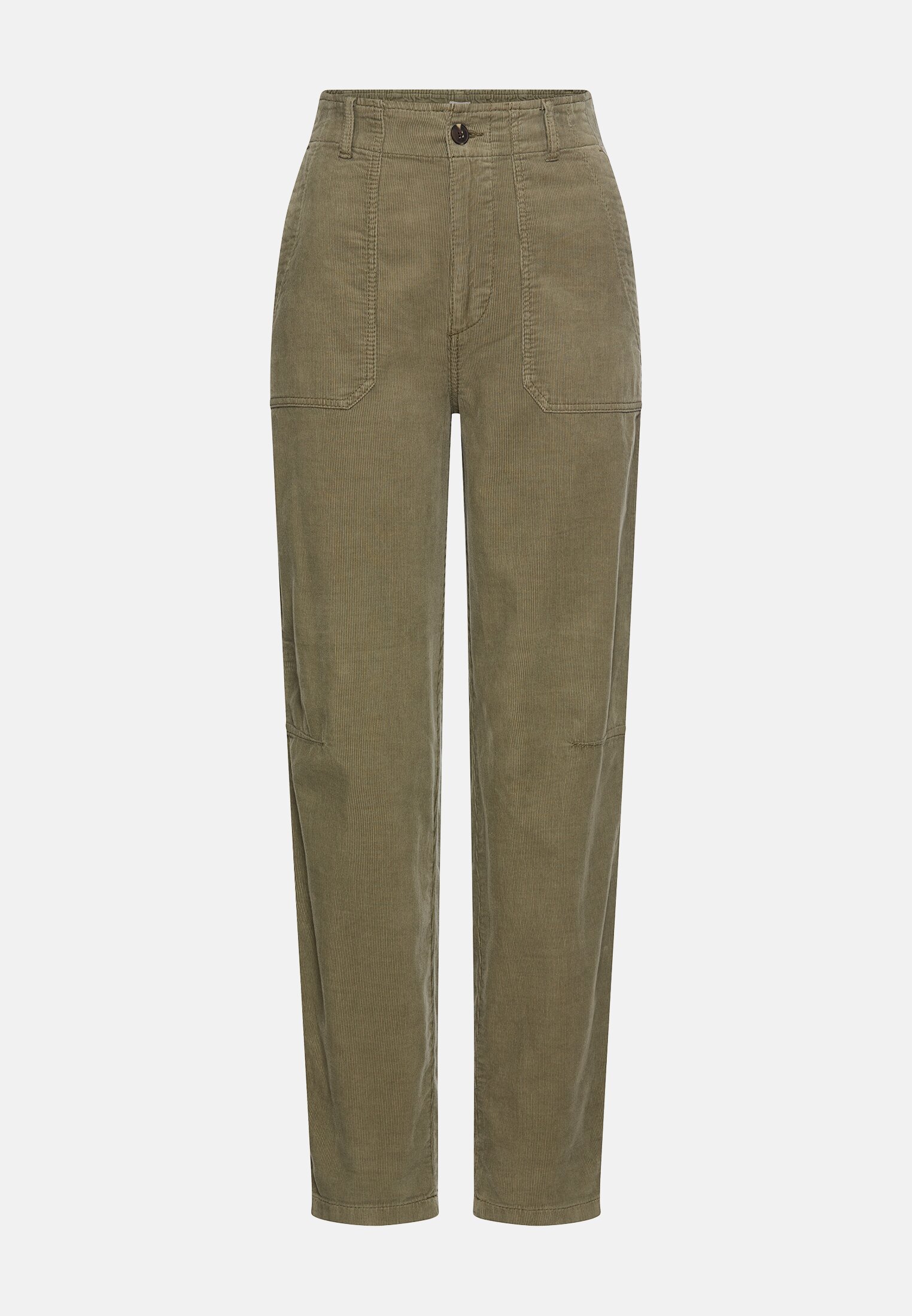 Vrouwen Worker-chino met elastische tailleband salie frontaal voor
