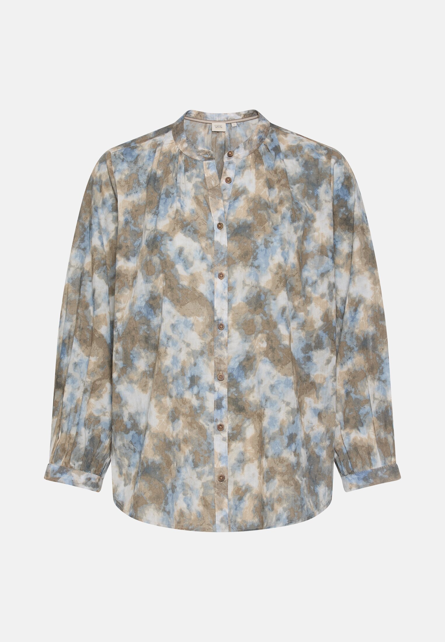 Women Cotton blouse with raglan sleeves Blue-Beige frontal front