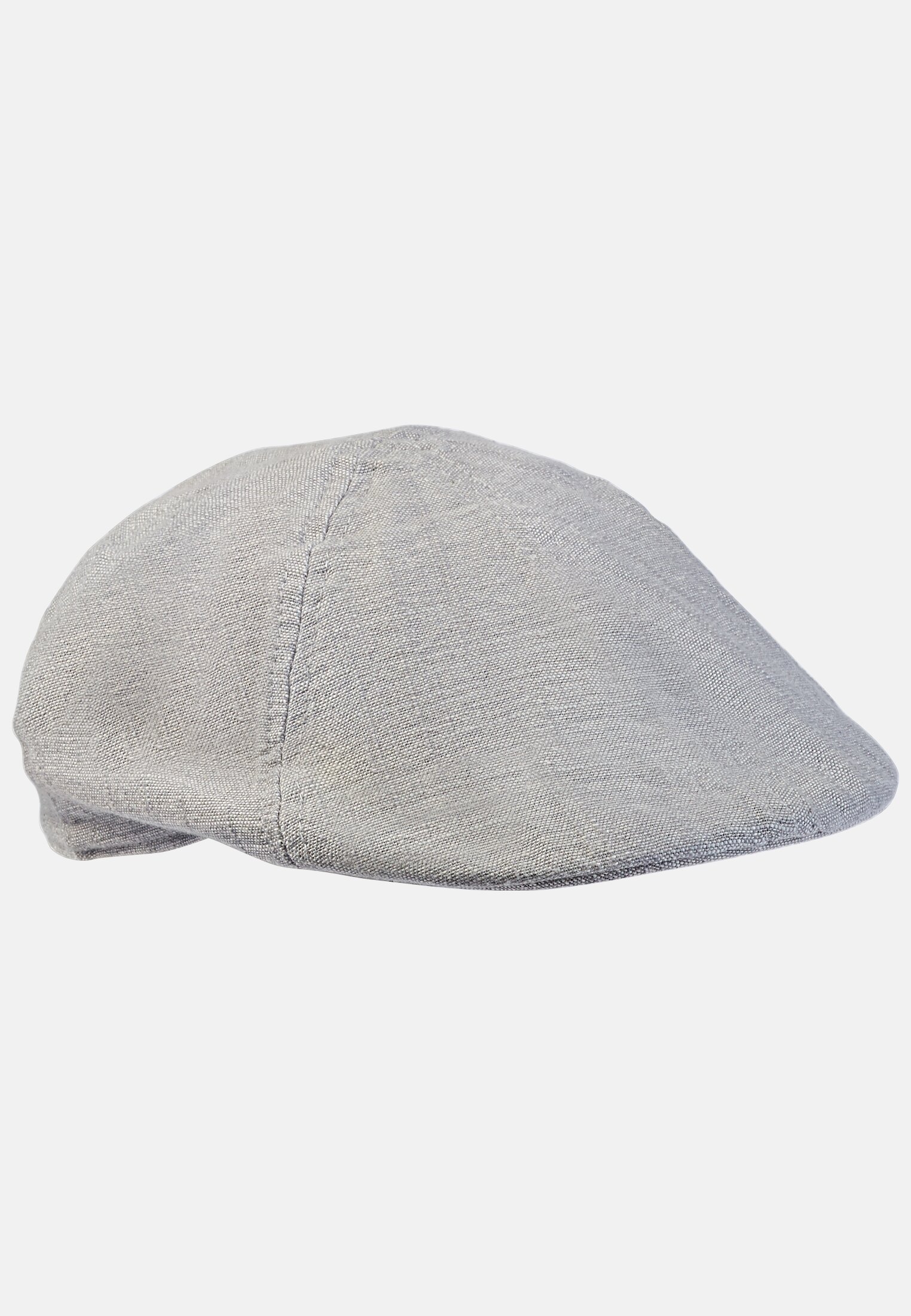 Herren Flat Cap aus Leinen-Mix Steingrau frontal vorn
