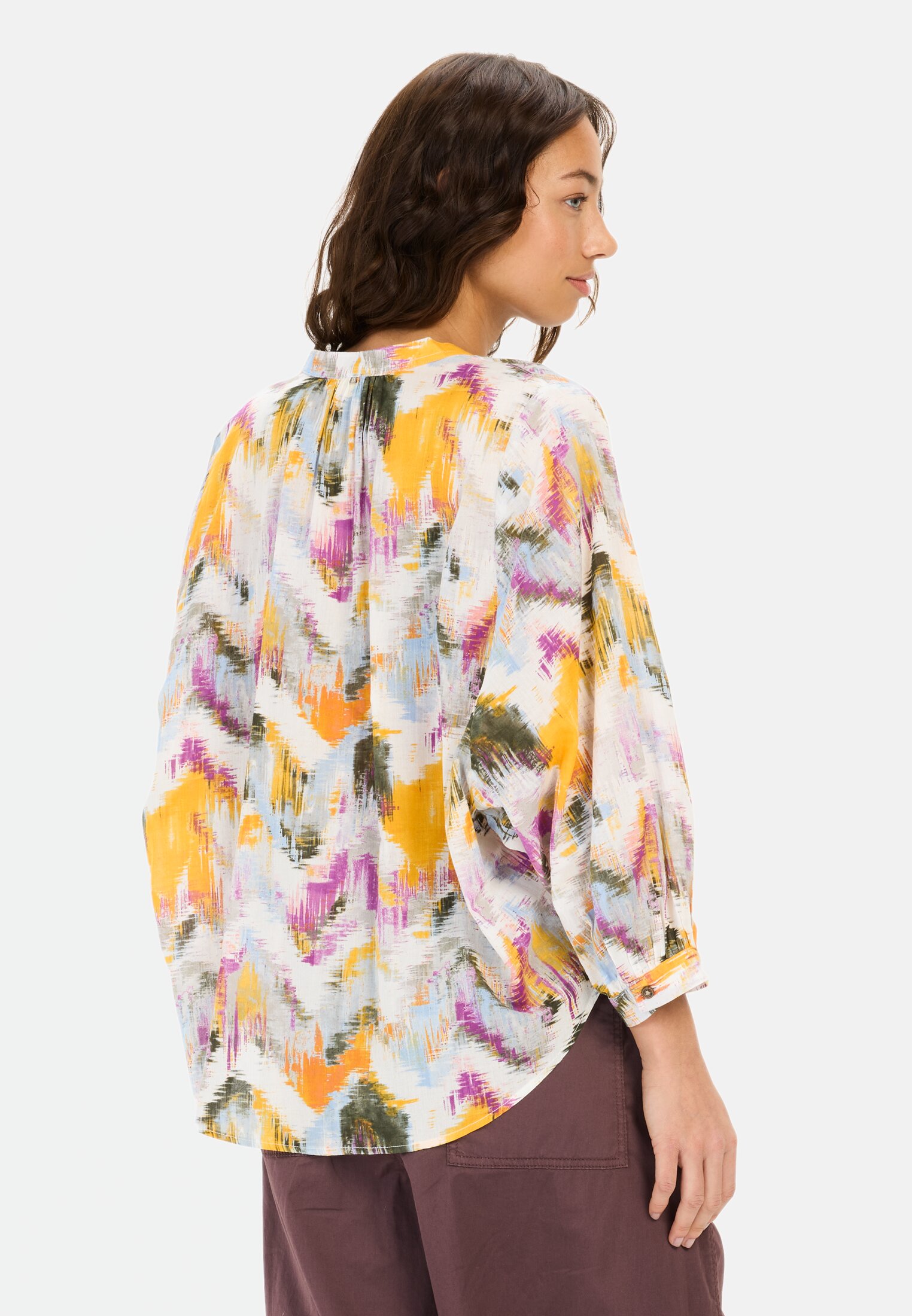 Women Blouse with all-over print AOP worn back