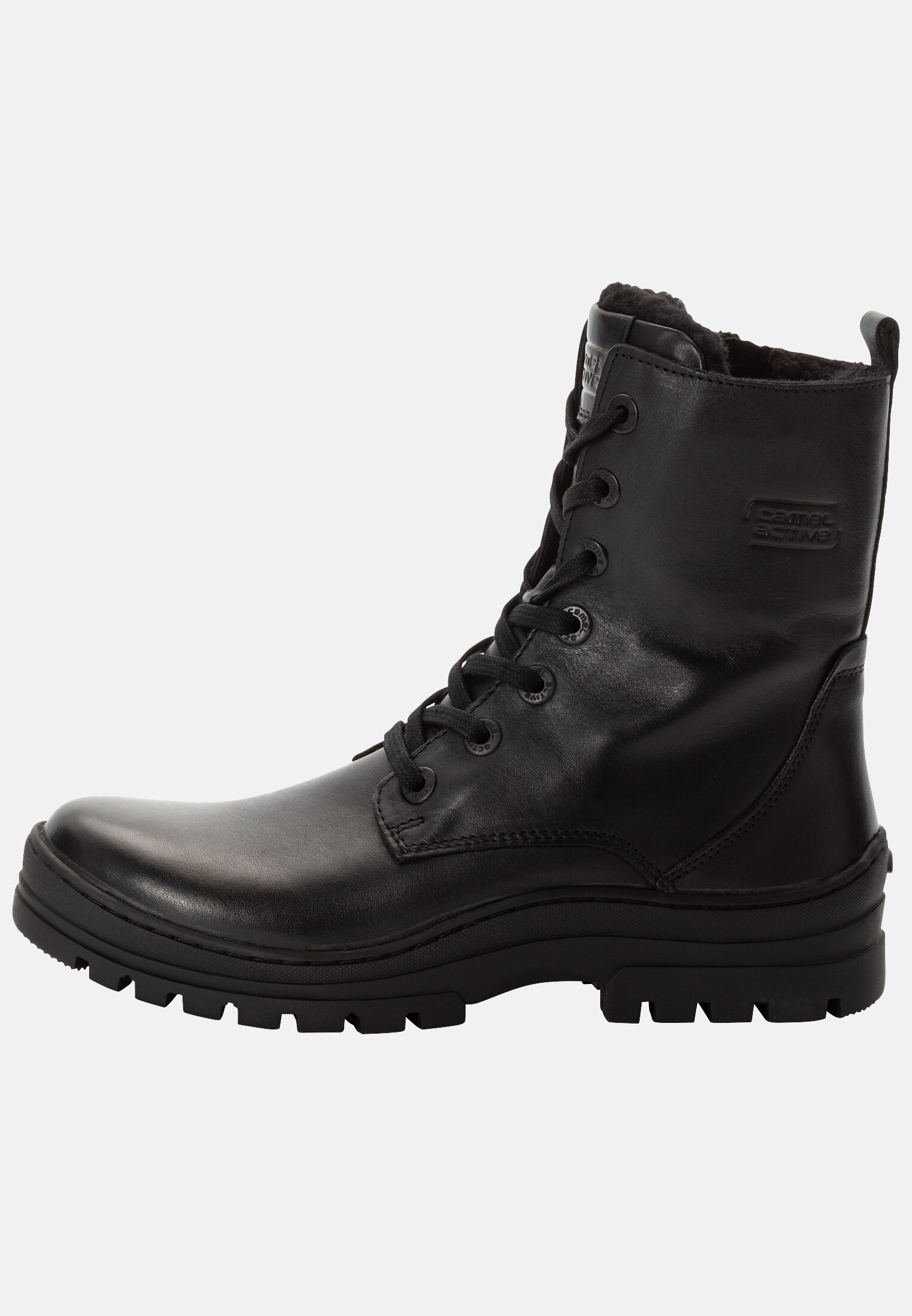 Damen Schnürstiefel aus Rindsleder Schwarz frontal vorn