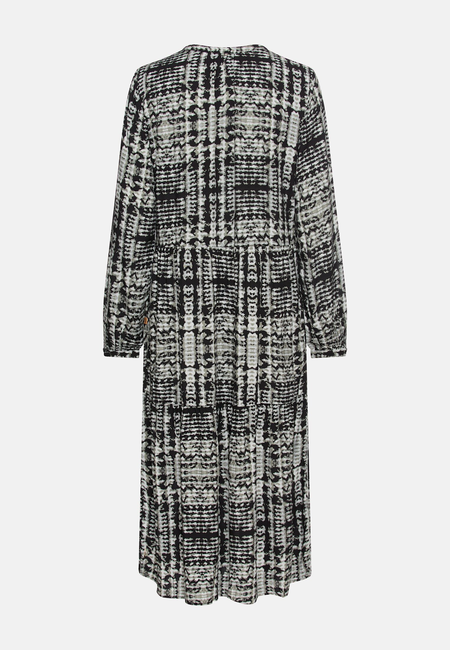 Damen Langarm Kleid aus reiner Viskose Kaviar AOP frontal hinten