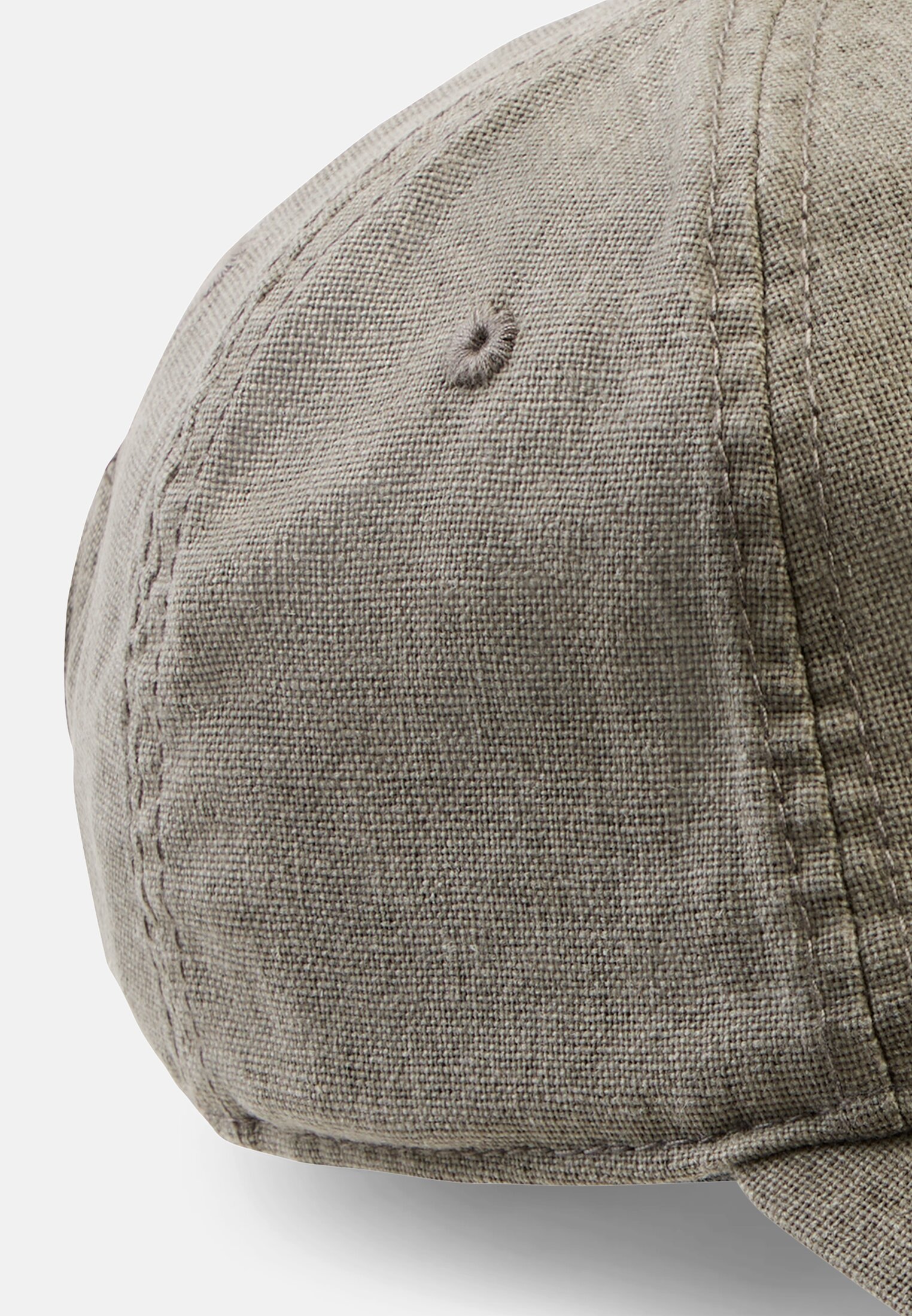 Men Cap from a cotton linen mix Stone Gray front close