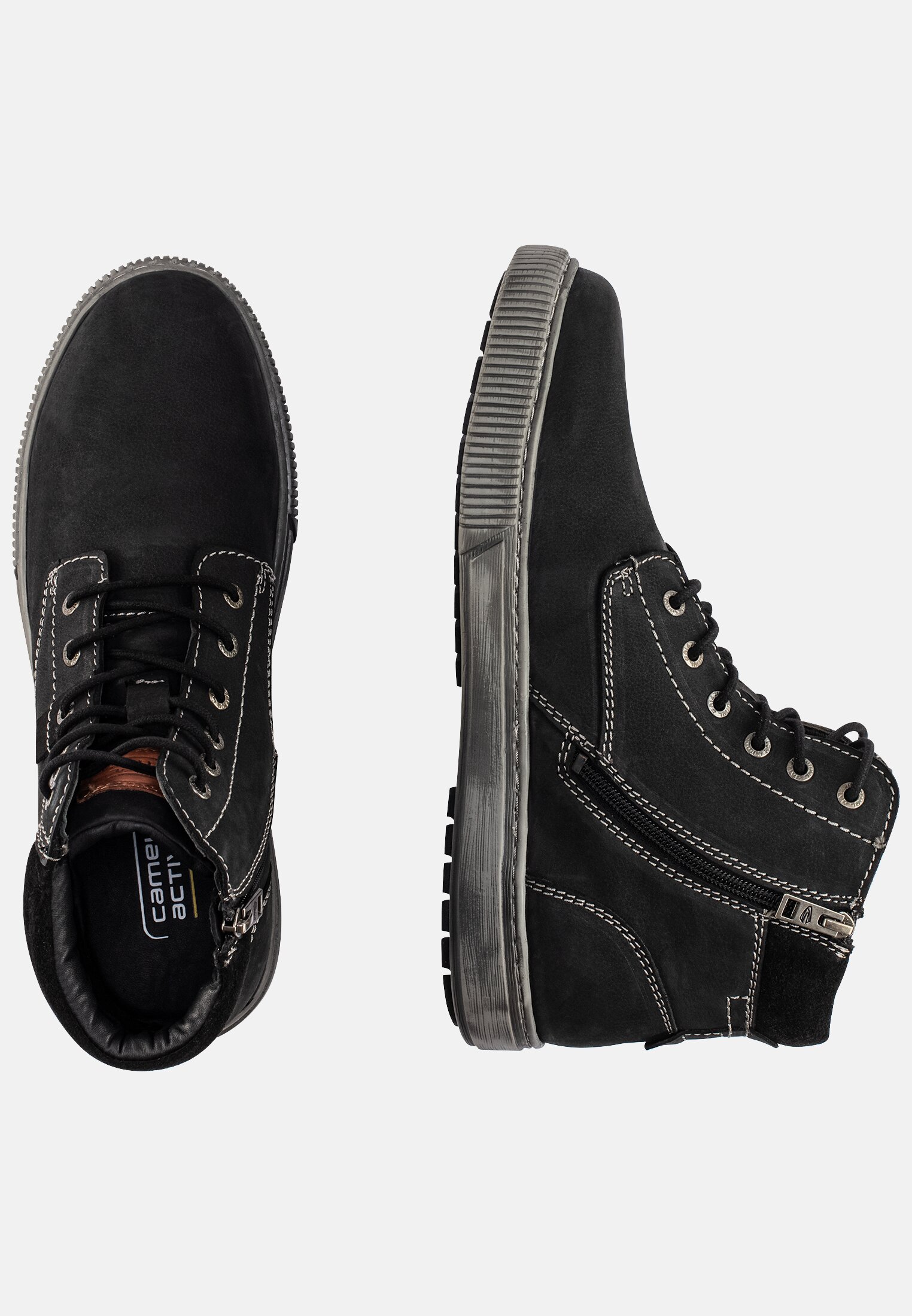 Men MOON leather lace-up boots Black