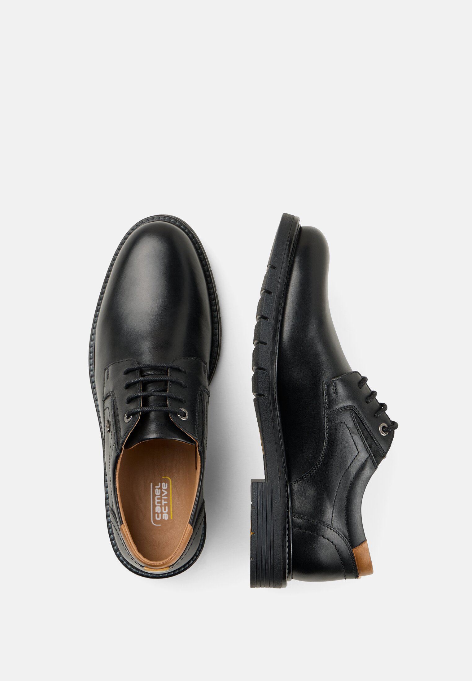 Herren Lederschuhe mit weicher Innensohle Schwarz frontal oben