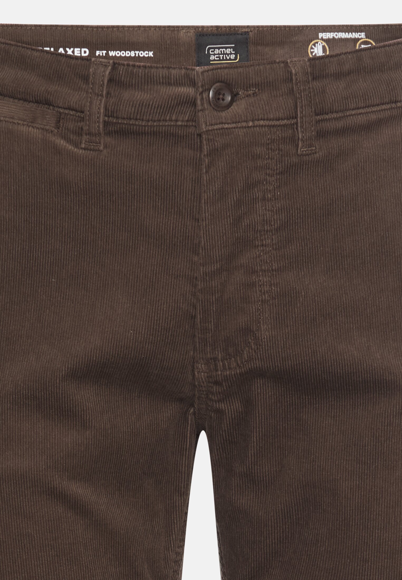 Herren Relaxed Fit Chino mit wärmenden Futter Olivgrün vorne nah