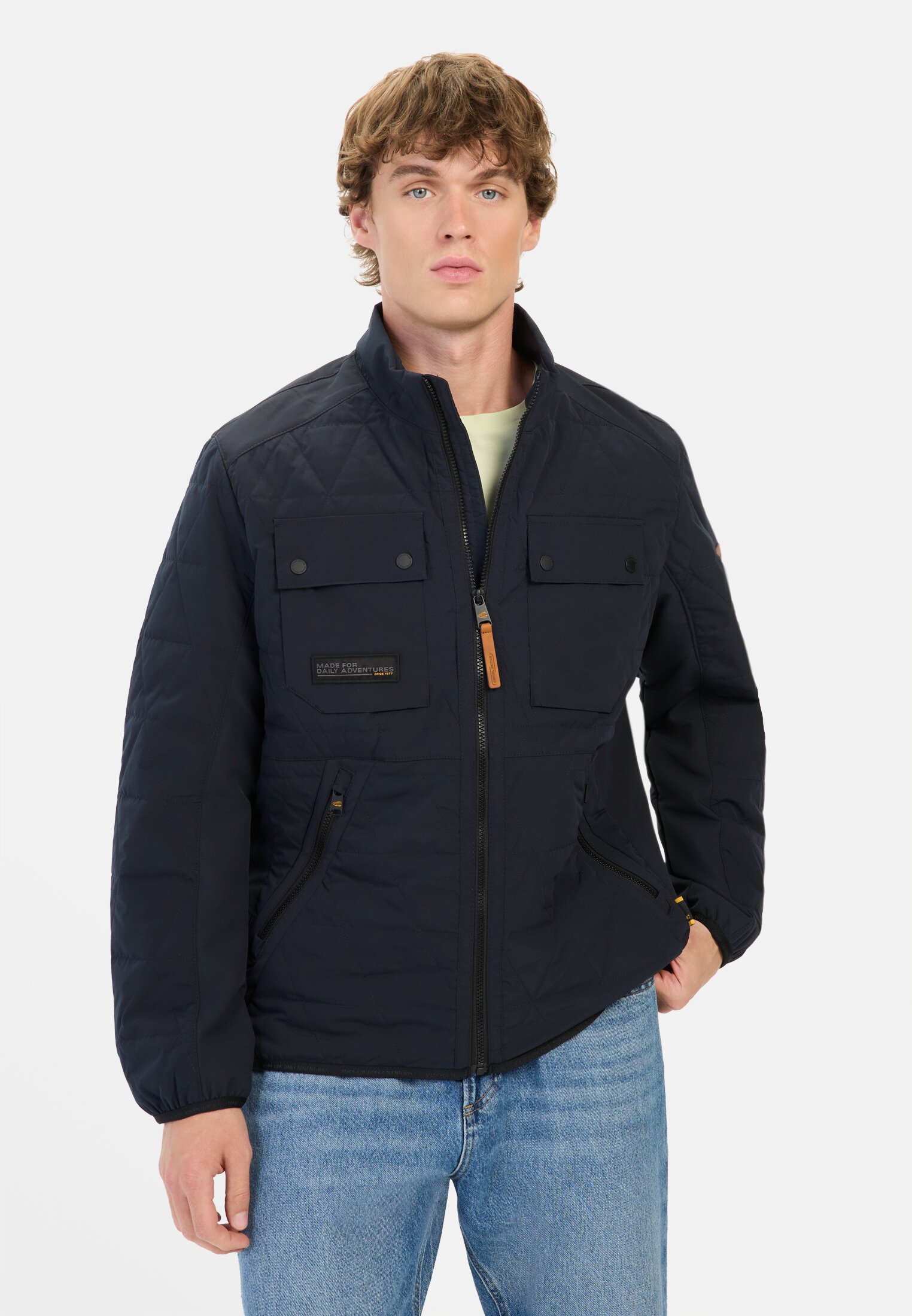 Heren Blouson met opstaande kraag Donkerblauw gedragen voor