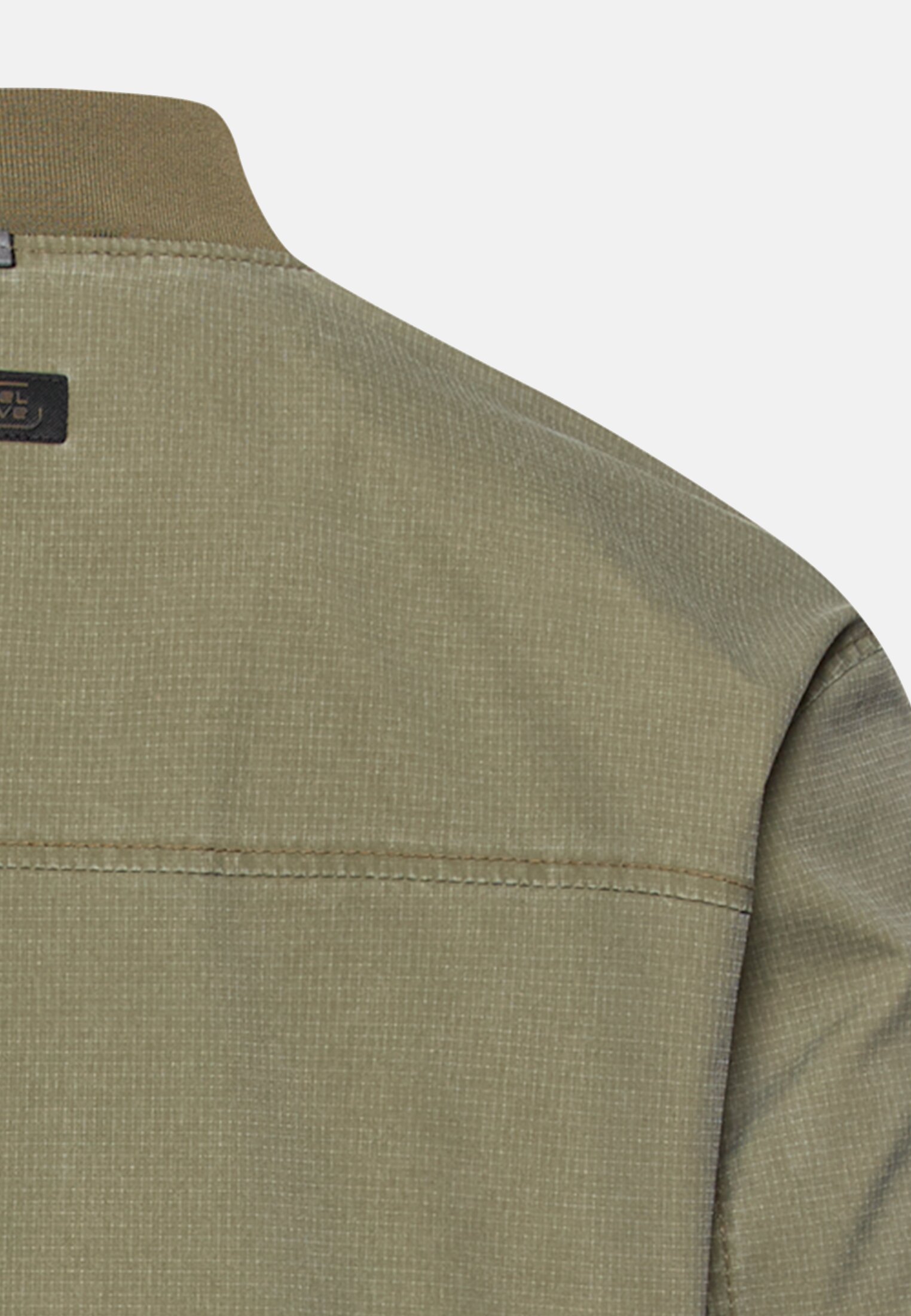 Heren Blouson met bomberkraag van ribstop Olijfgroen achter dichtbij