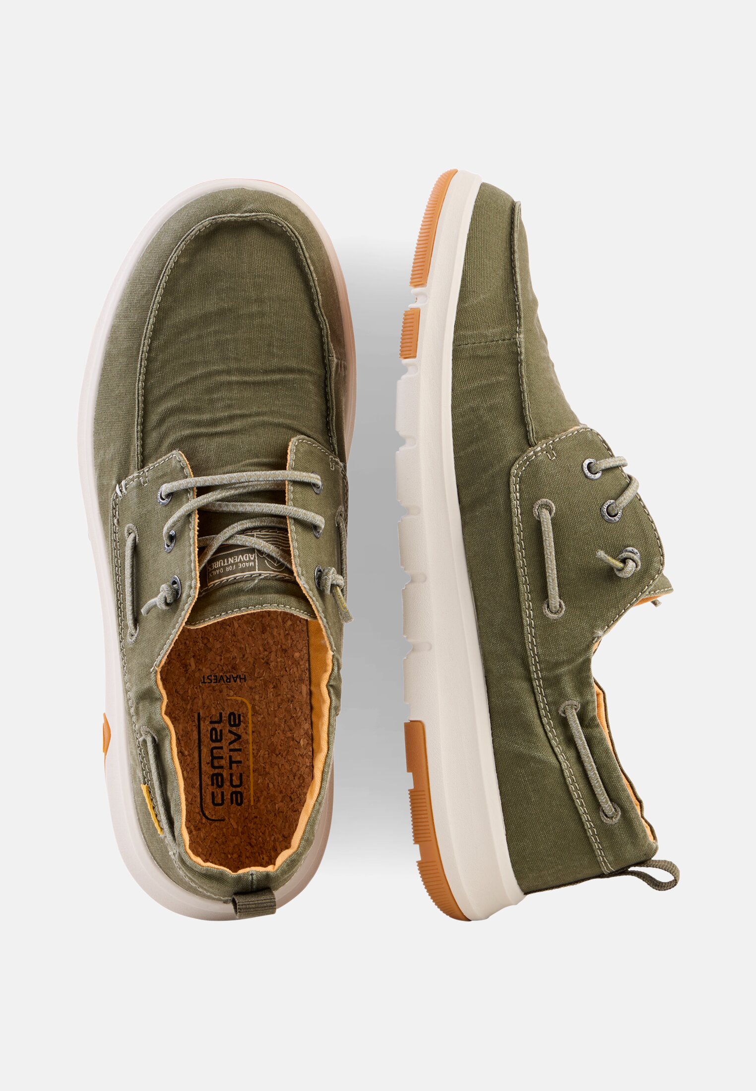 Herren Mokassins mit Schnürung Grün frontal oben